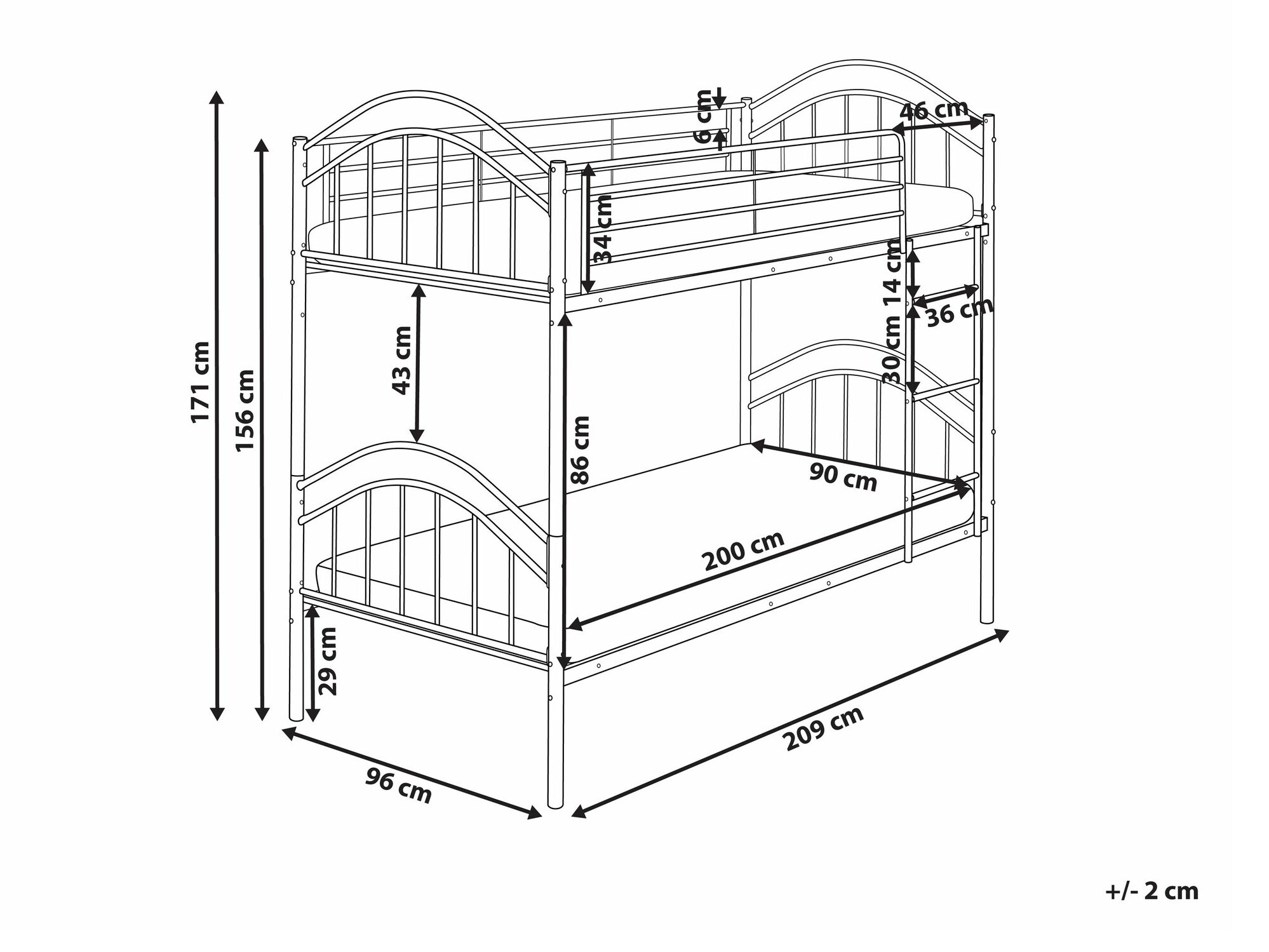 Bunk bed Berwyn 2634 (Black)