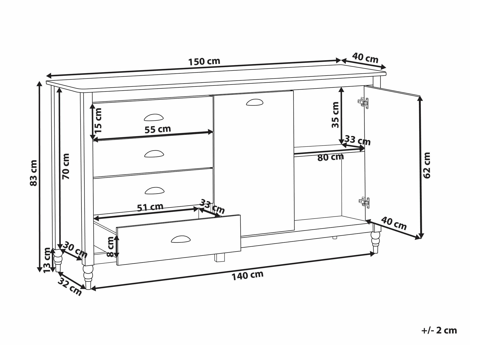 Chest of drawers Berwyn 2645 (White)