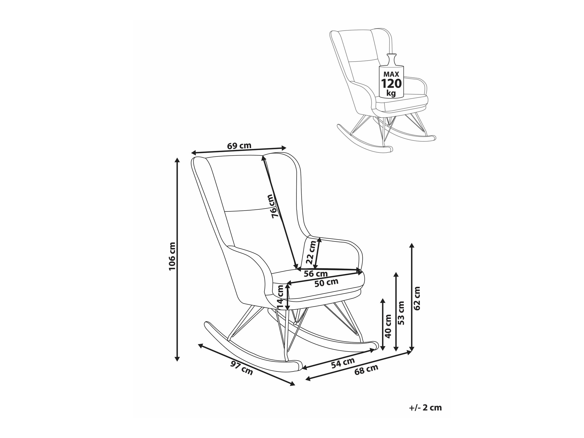 Rocking chair Berwyn 2649 (Beige)