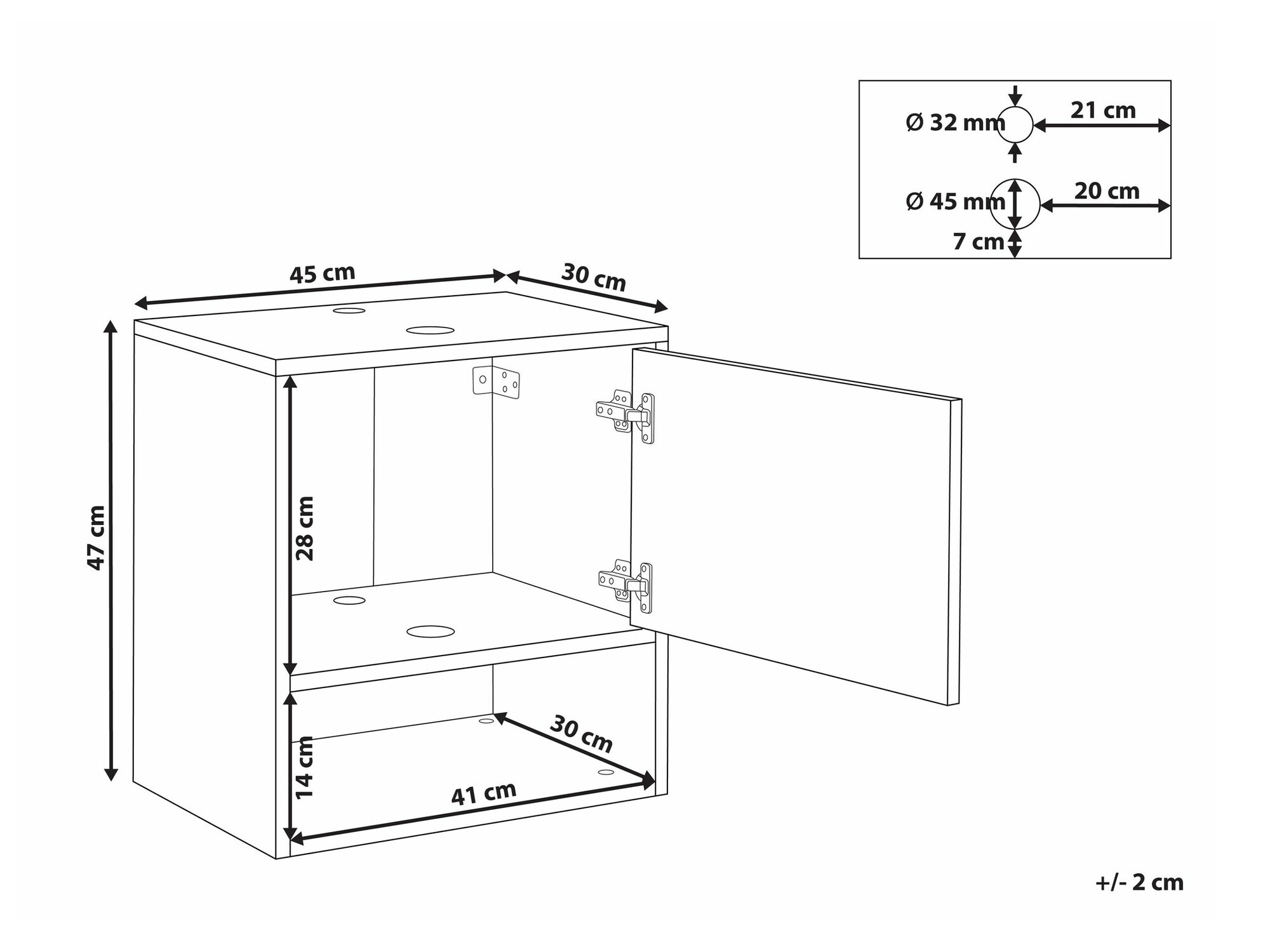 Wall-mounted bathroom cabinet for washbasin Berwyn 2646