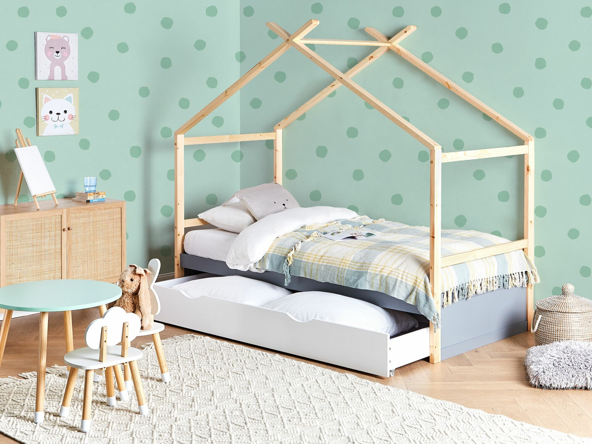 Bed Berwyn 2652 (Grey + Light wood)