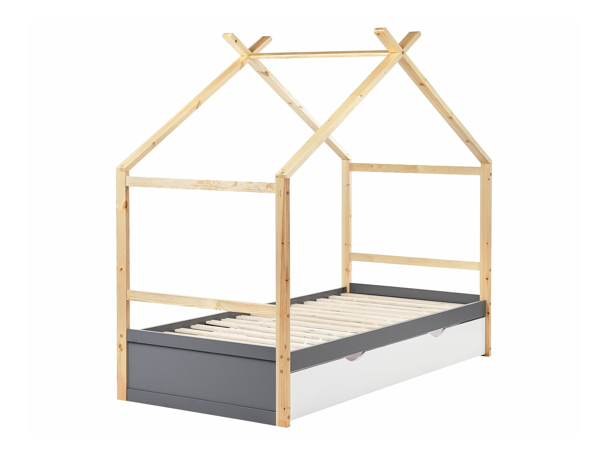 Bed Berwyn 2652 (Grey + Light wood)