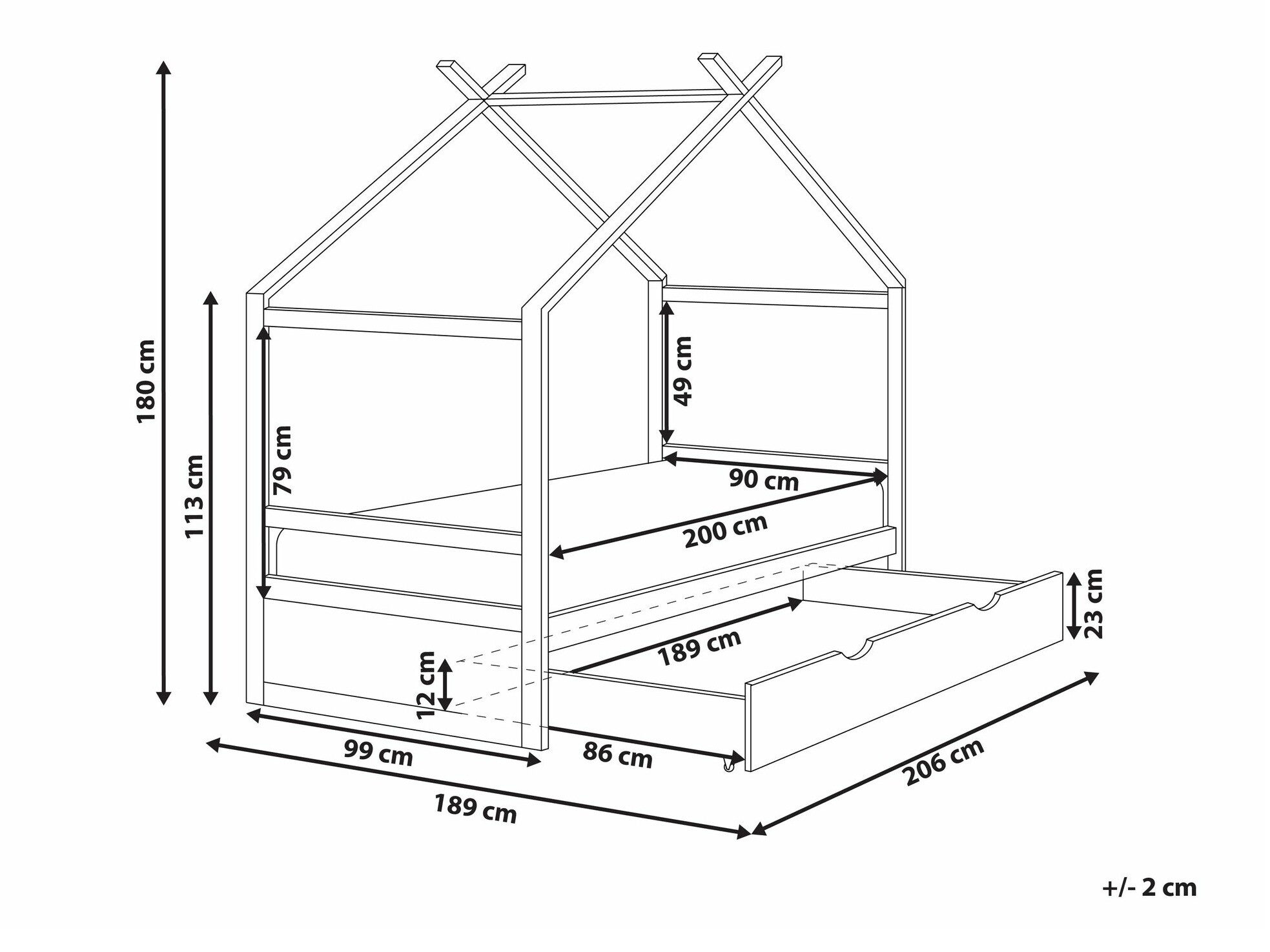 Bed Berwyn 2652 (Grey + Light wood)