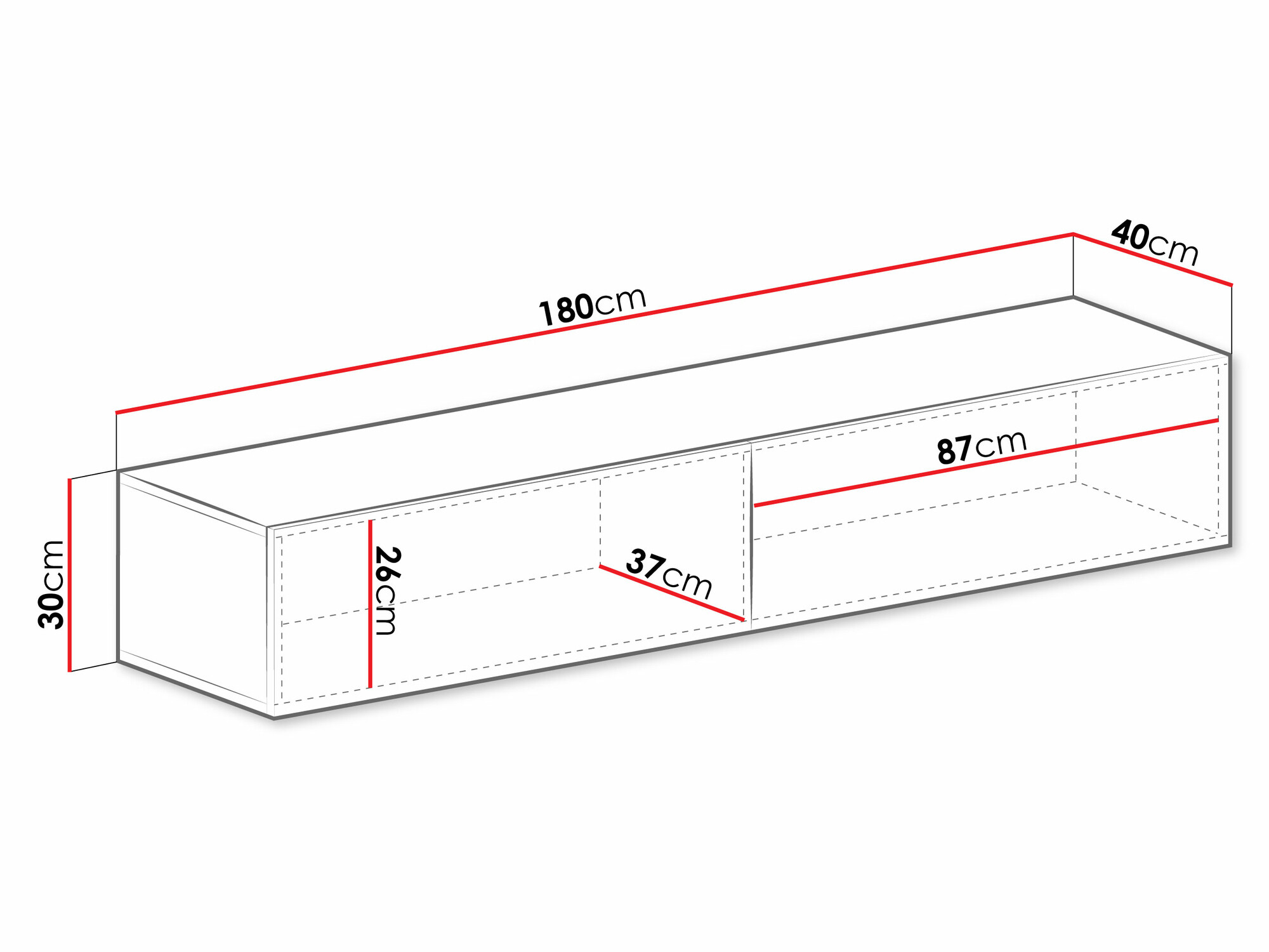 Έπιπλο τηλεόρασης Vilrin I (Άσπρο + Γυαλιστερό λευκό)