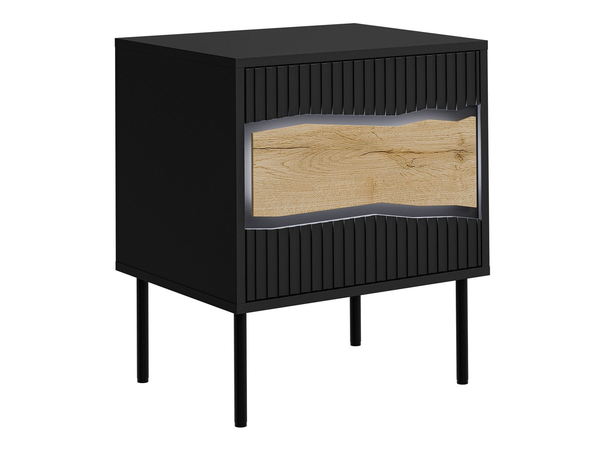 Set of bedside tables Monevare 104 (Black + Wotan Oak)