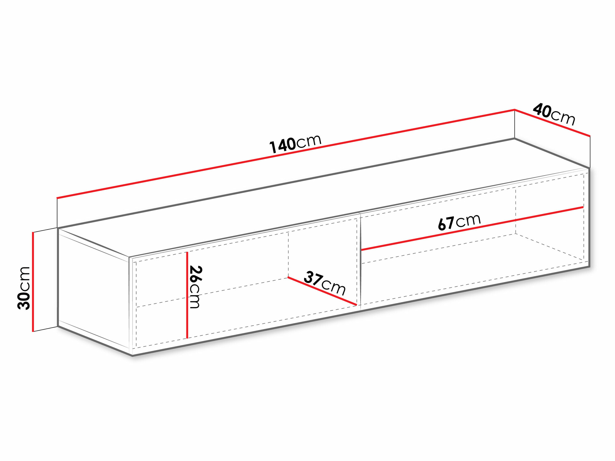 Έπιπλο τηλεόρασης Vilrin II (Άσπρο + Γυαλιστερό λευκό)