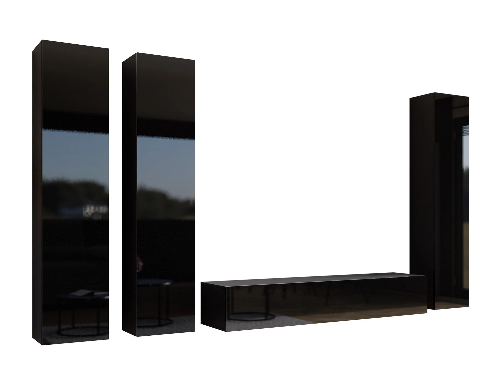 Living room set Vilrin (Black + Glossy black)