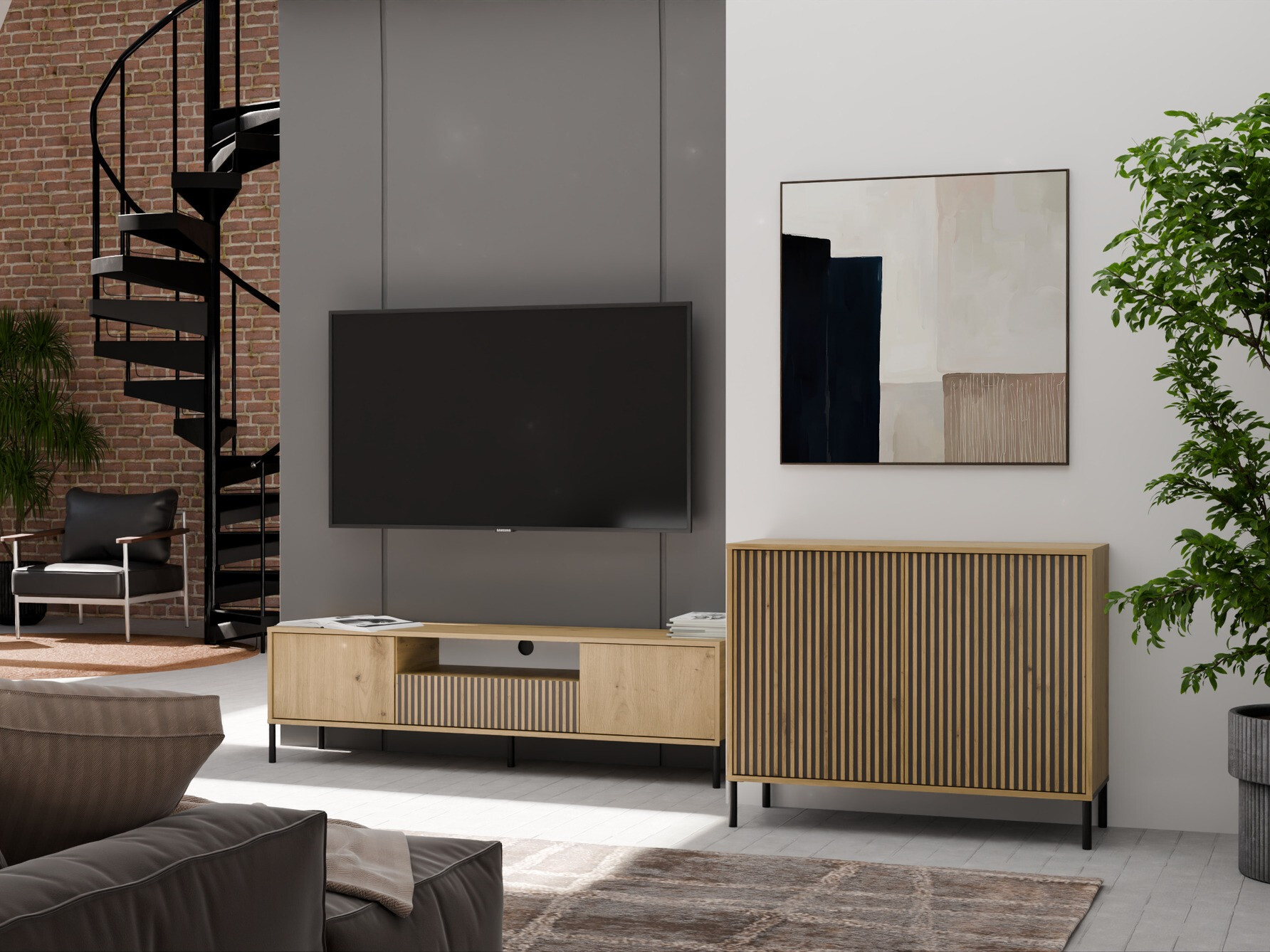 Μπουφέ Orlsone 108 (Μαύρο + Artisan βελανιδιά)