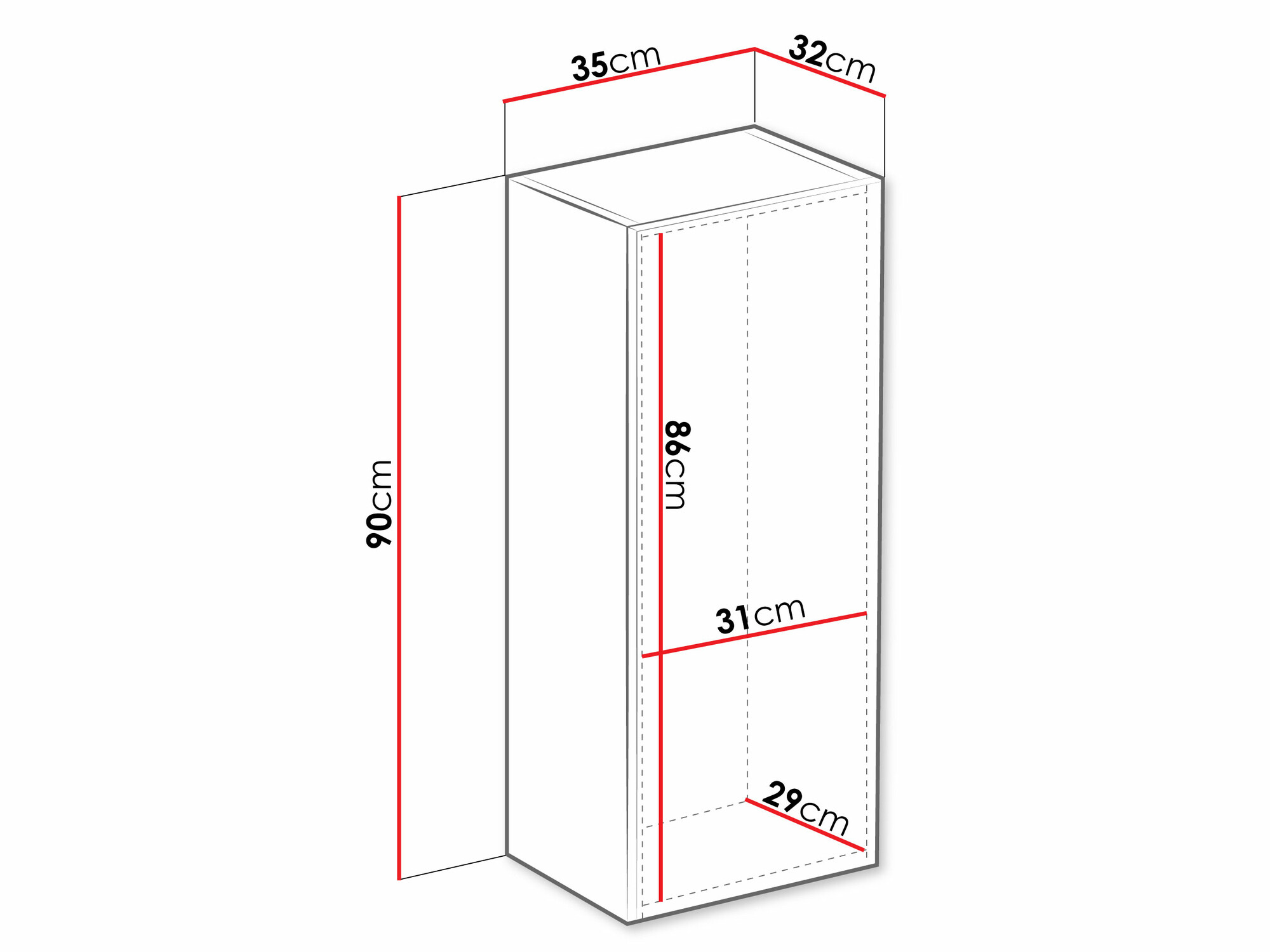Ντουλάπι τοίχου Vilrin VI (Άσπρο + Γυαλιστερό λευκό)