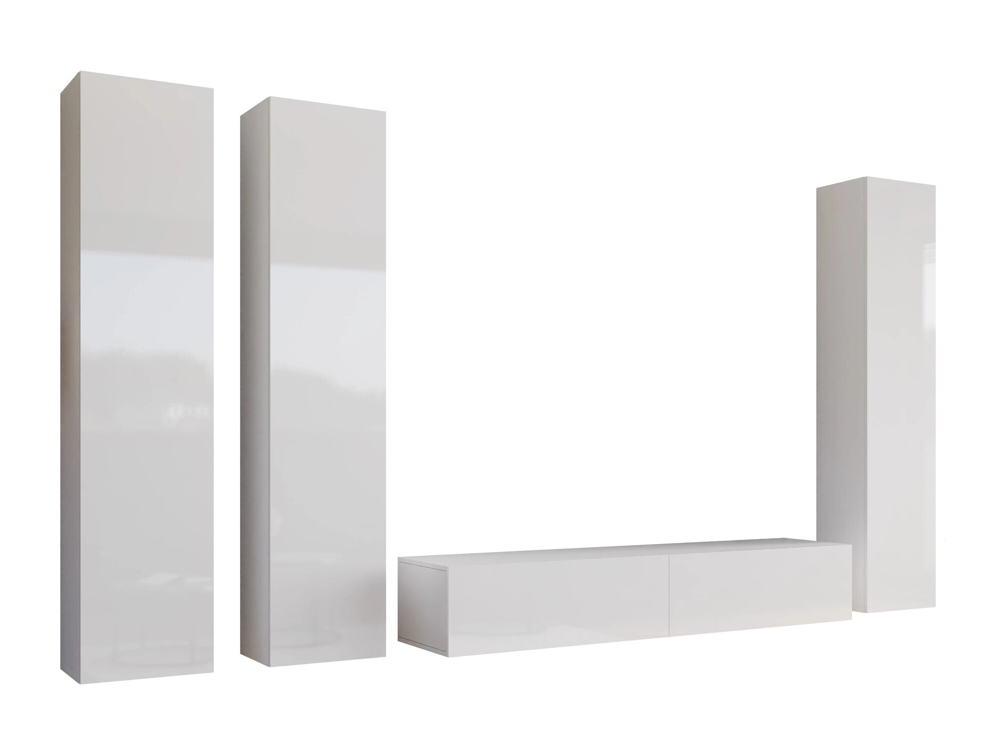 Σετ επίπλων σαλονιού Vilrin (Άσπρο + Γυαλιστερό λευκό)