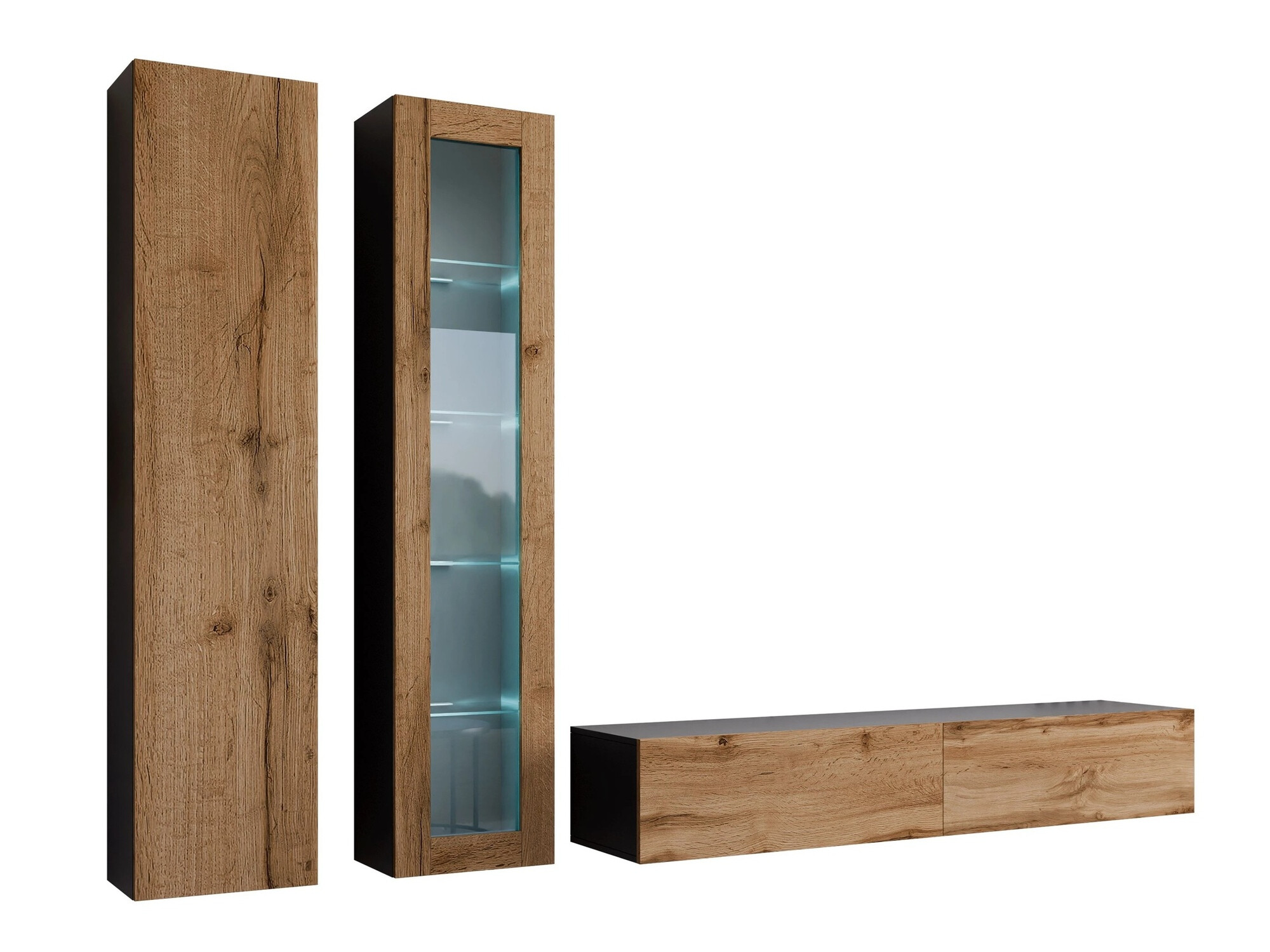 Σετ επίπλων σαλονιού Vilrin I (Μαύρο + Δρυς wotan)