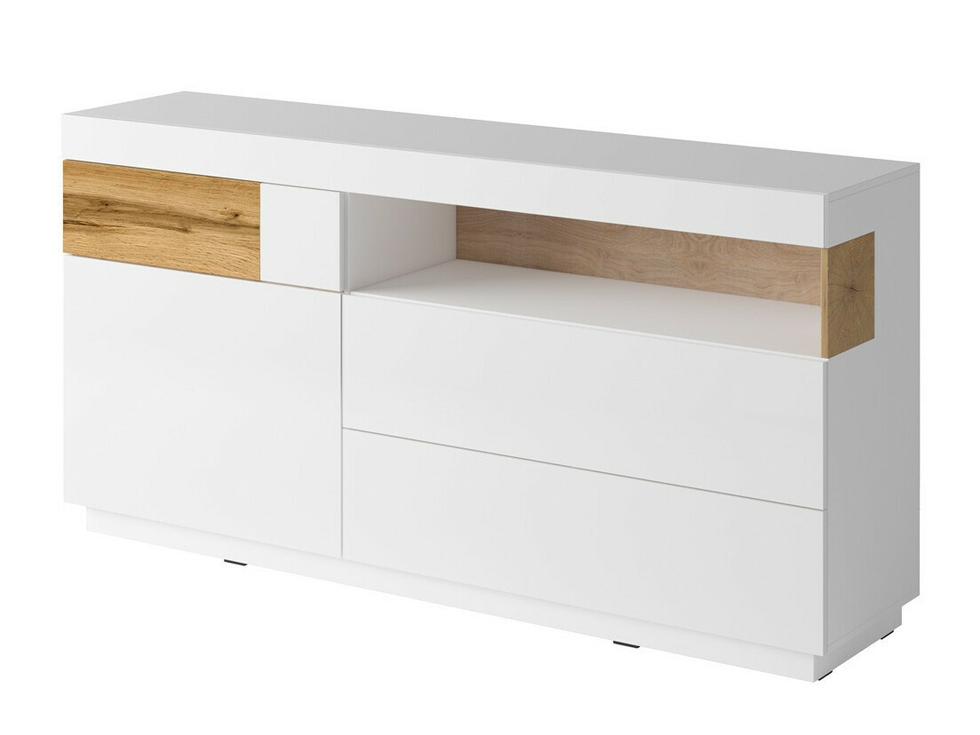 Συρταριέρα Livlore 107 (Άσπρο + Γυαλιστερό λευκό + Δρυς wotan)