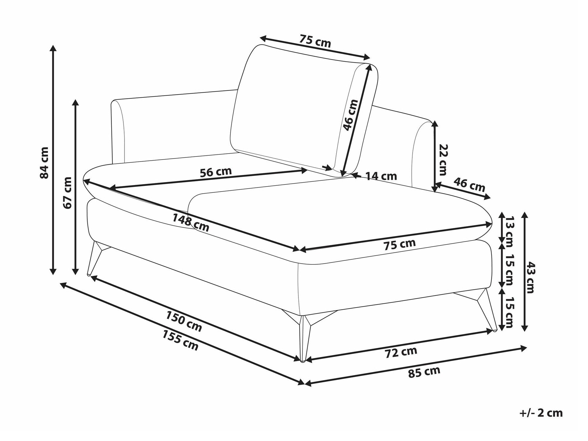 Chaise longue Berwyn 2674 (Beige)