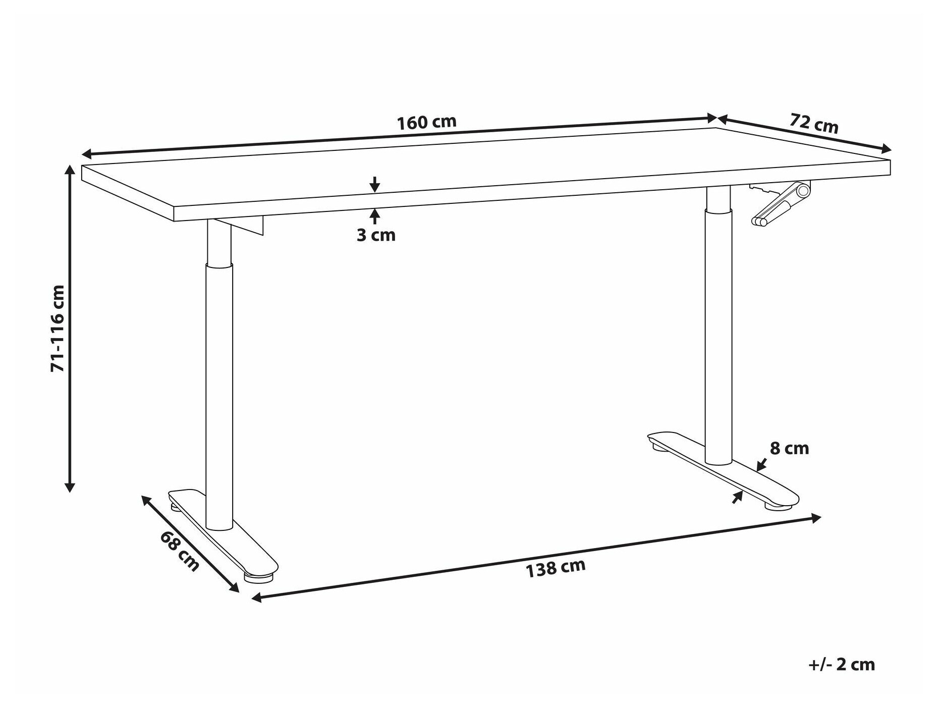 Height-adjustable desk Berwyn 2681 (White)