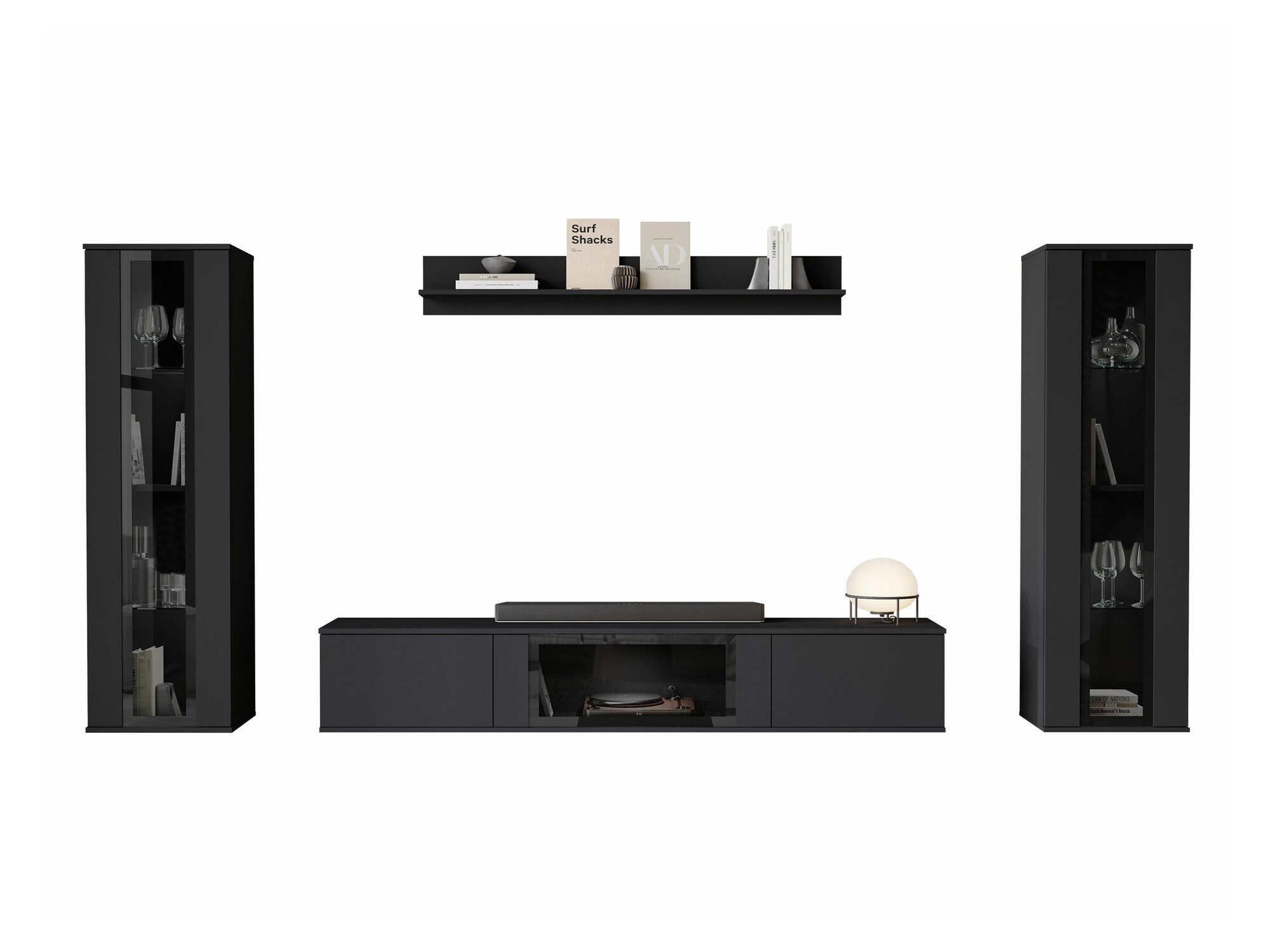 Σετ επίπλων σαλονιού Torcame 103 (Μαύρο)