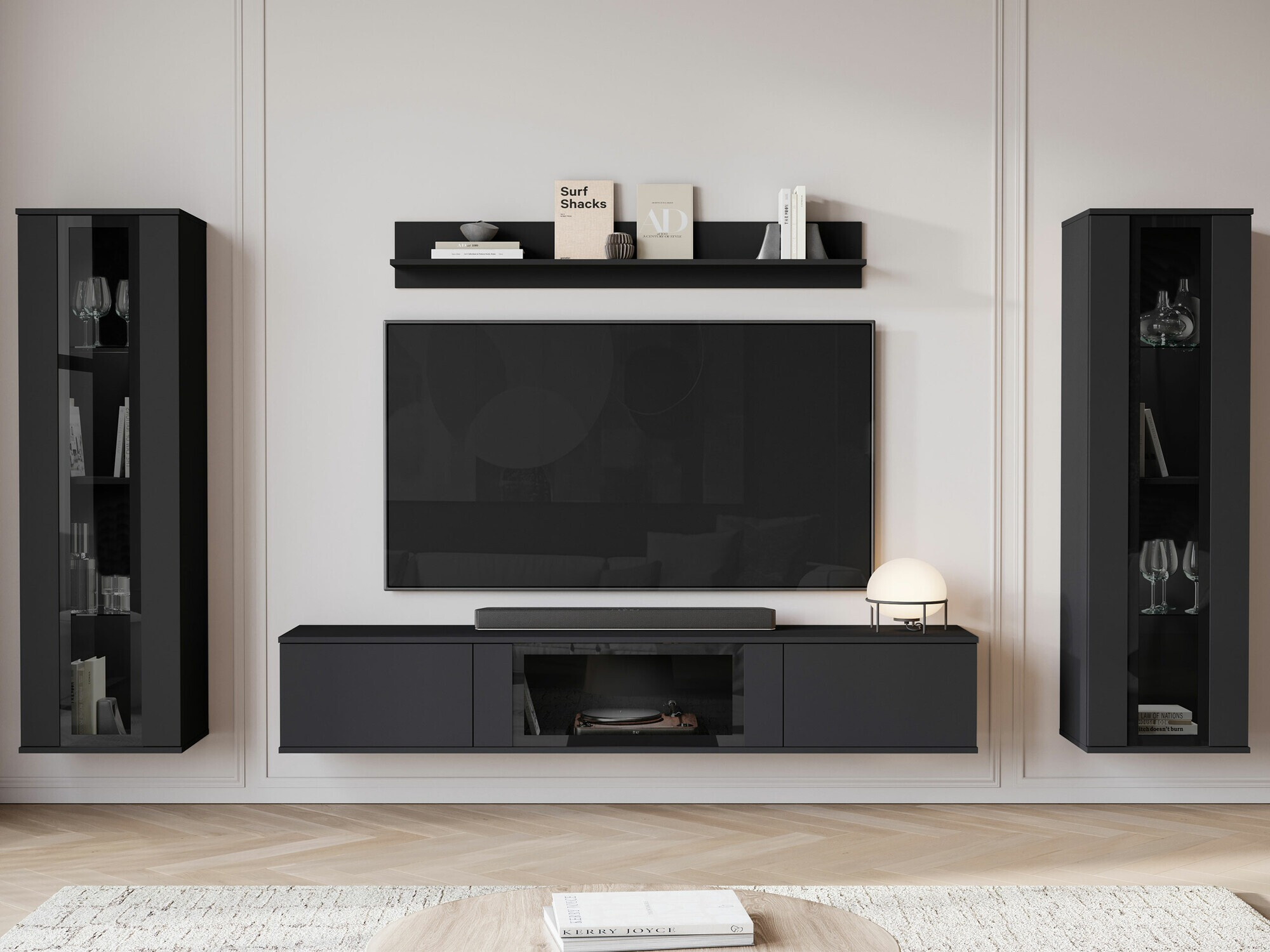 Σετ επίπλων σαλονιού Torcame 103 (Μαύρο)