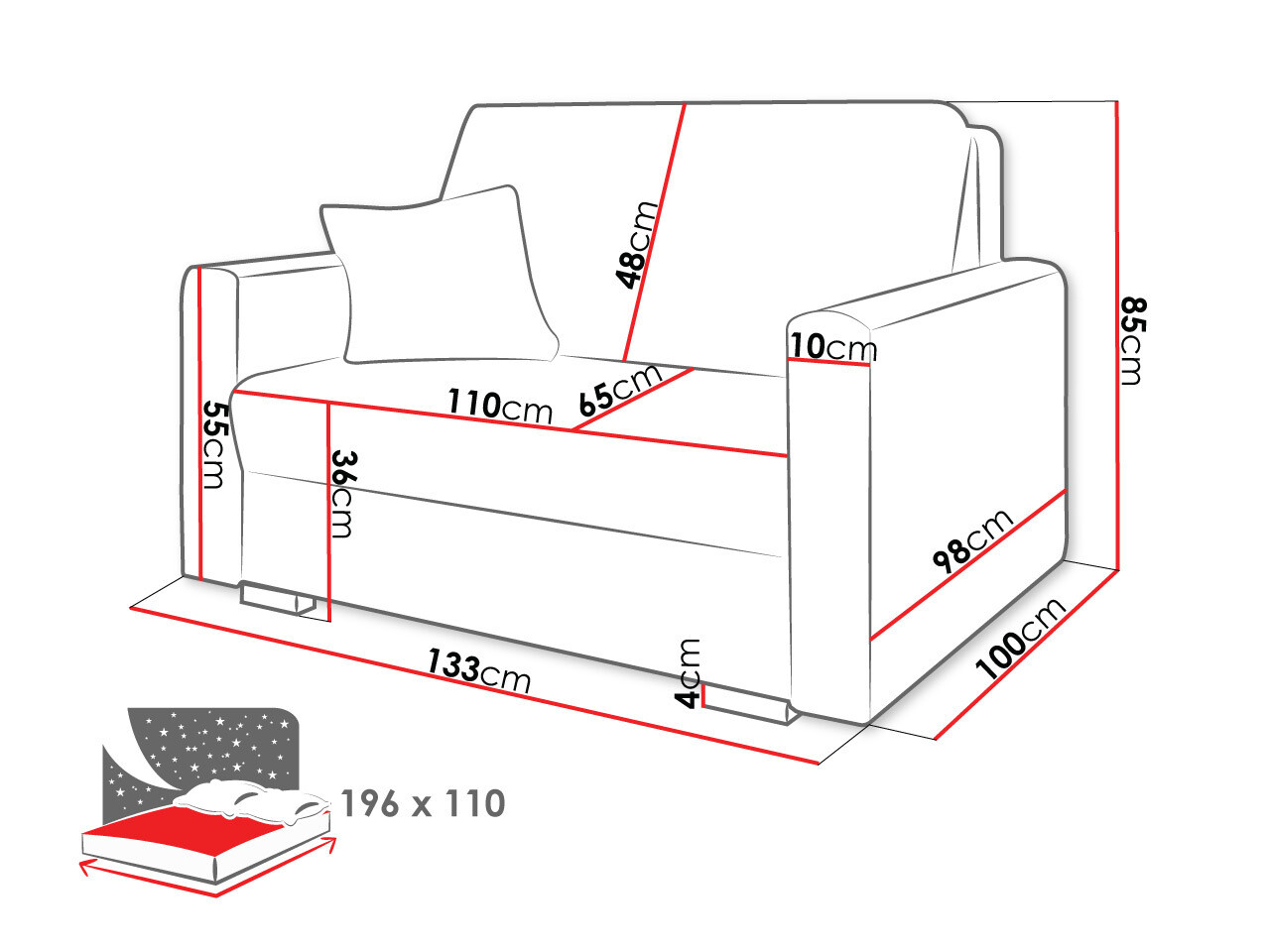 Καναπές-κρεβάτι Solrin II (Tilia 86)