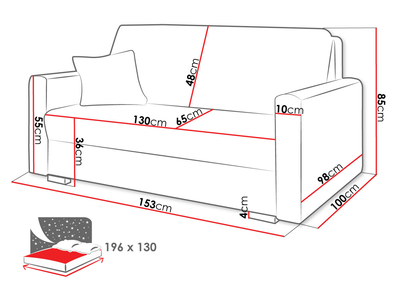 Καναπές-κρεβάτι Solrin III (Tilia 86)