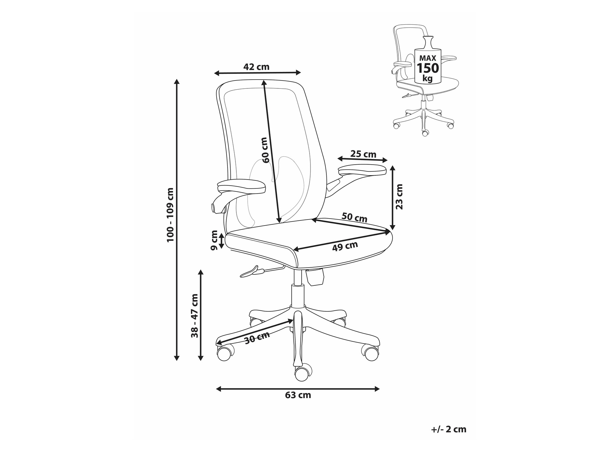 Καρέκλα γραφείου Berwyn 2687 (Μαύρο)