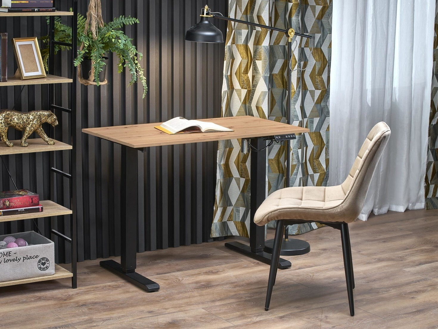 Height-adjustable desk Houston 1704 (Artisan oak + Black)