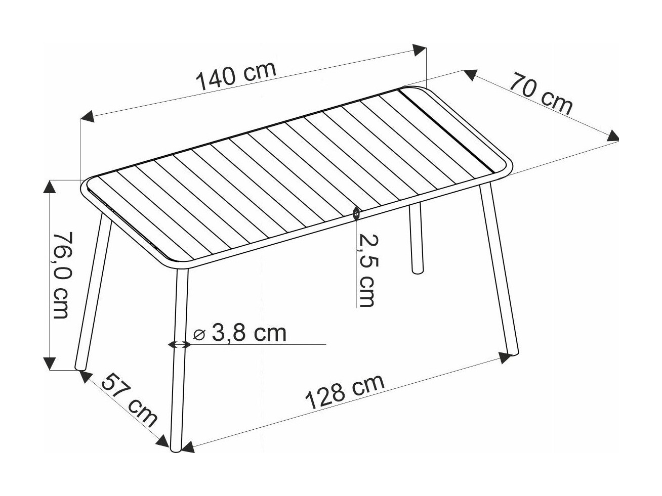 Τραπέζι εξωτερικού χώρου Houston 1960 (Μαύρο)