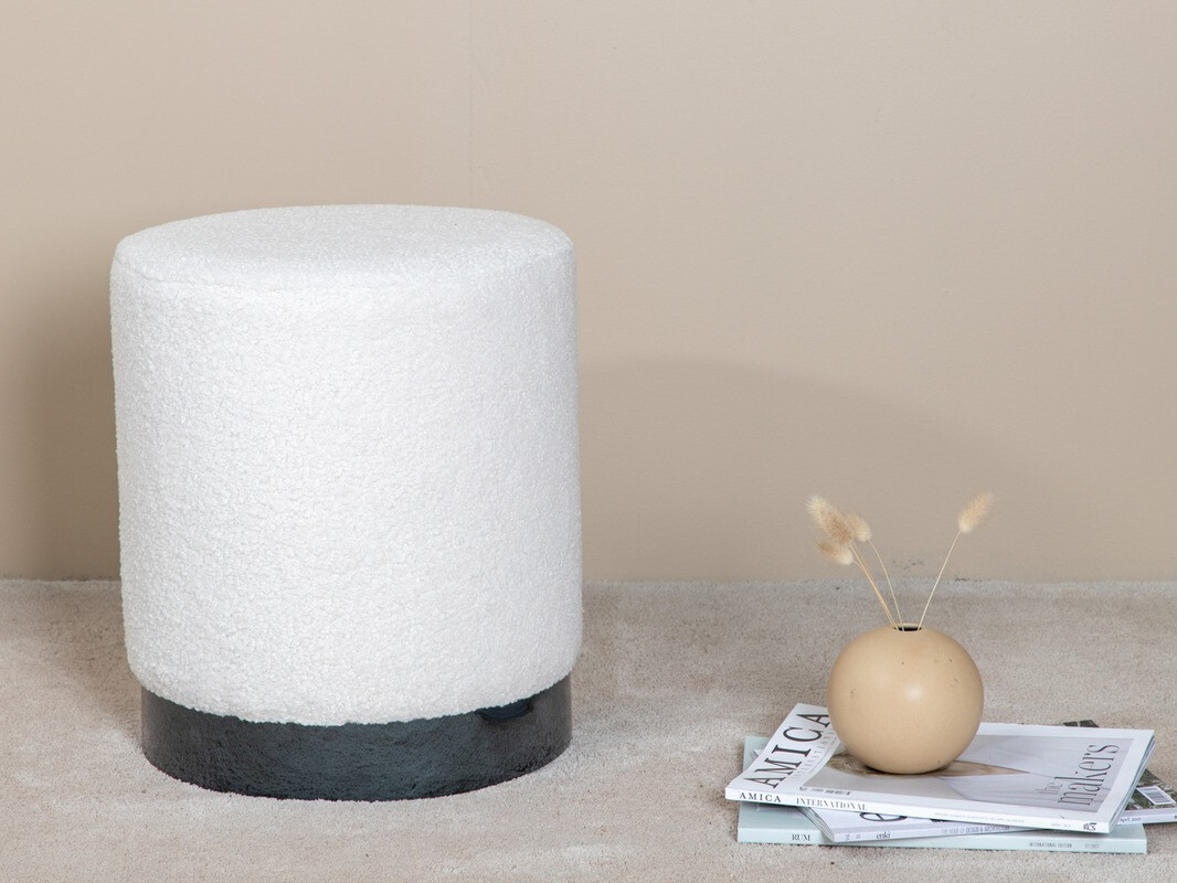 Σκαμπό σαλονιού Dallas 2936 (Άσπρο + Γυαλιστερό μαύρο)