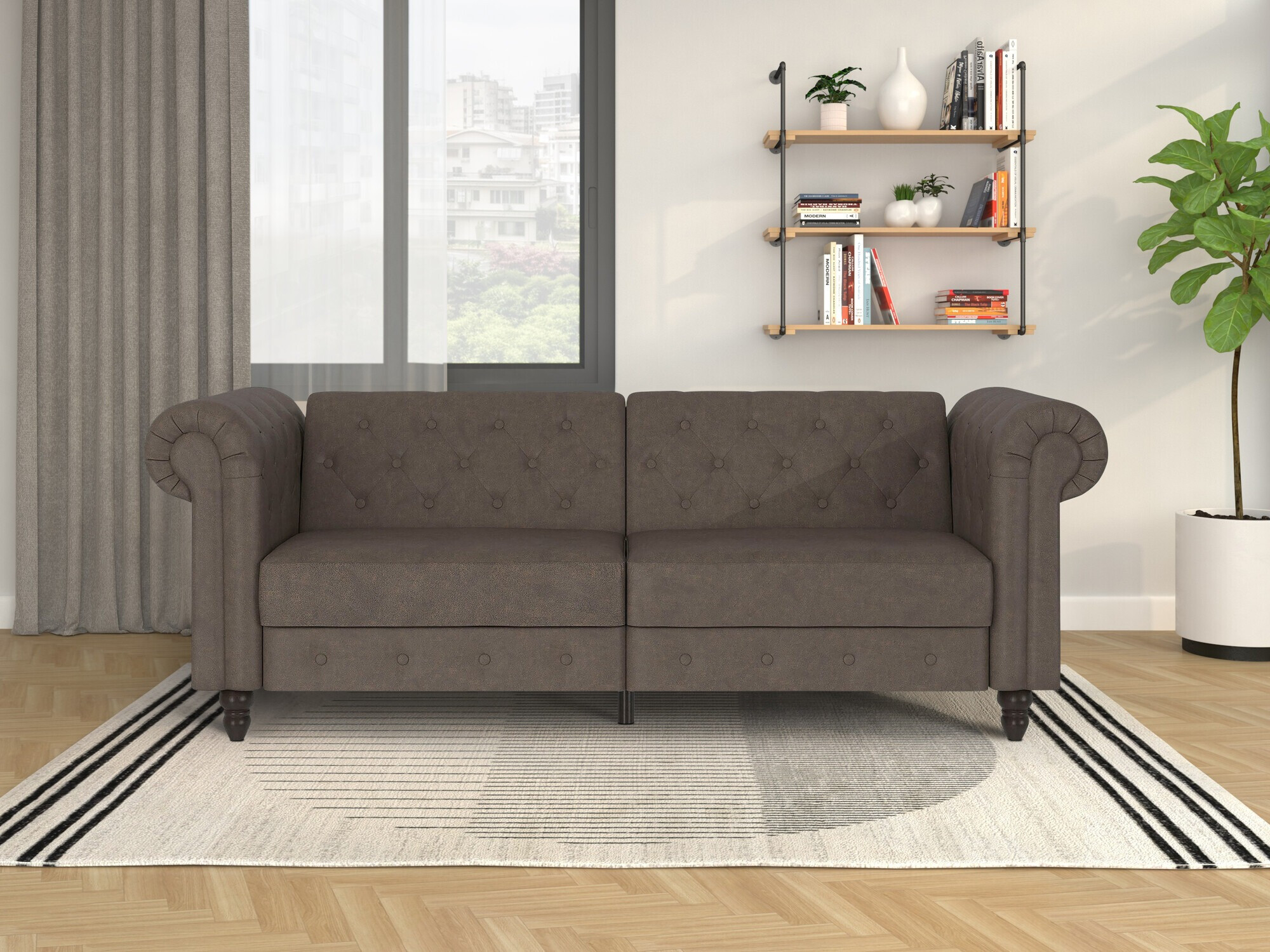 English-style sofa Tulsa 217 (Dark brown)