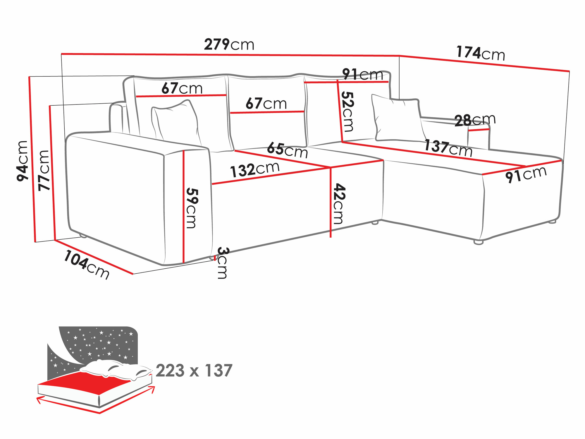 Corner sofa Clovis 108 (Manila 02)