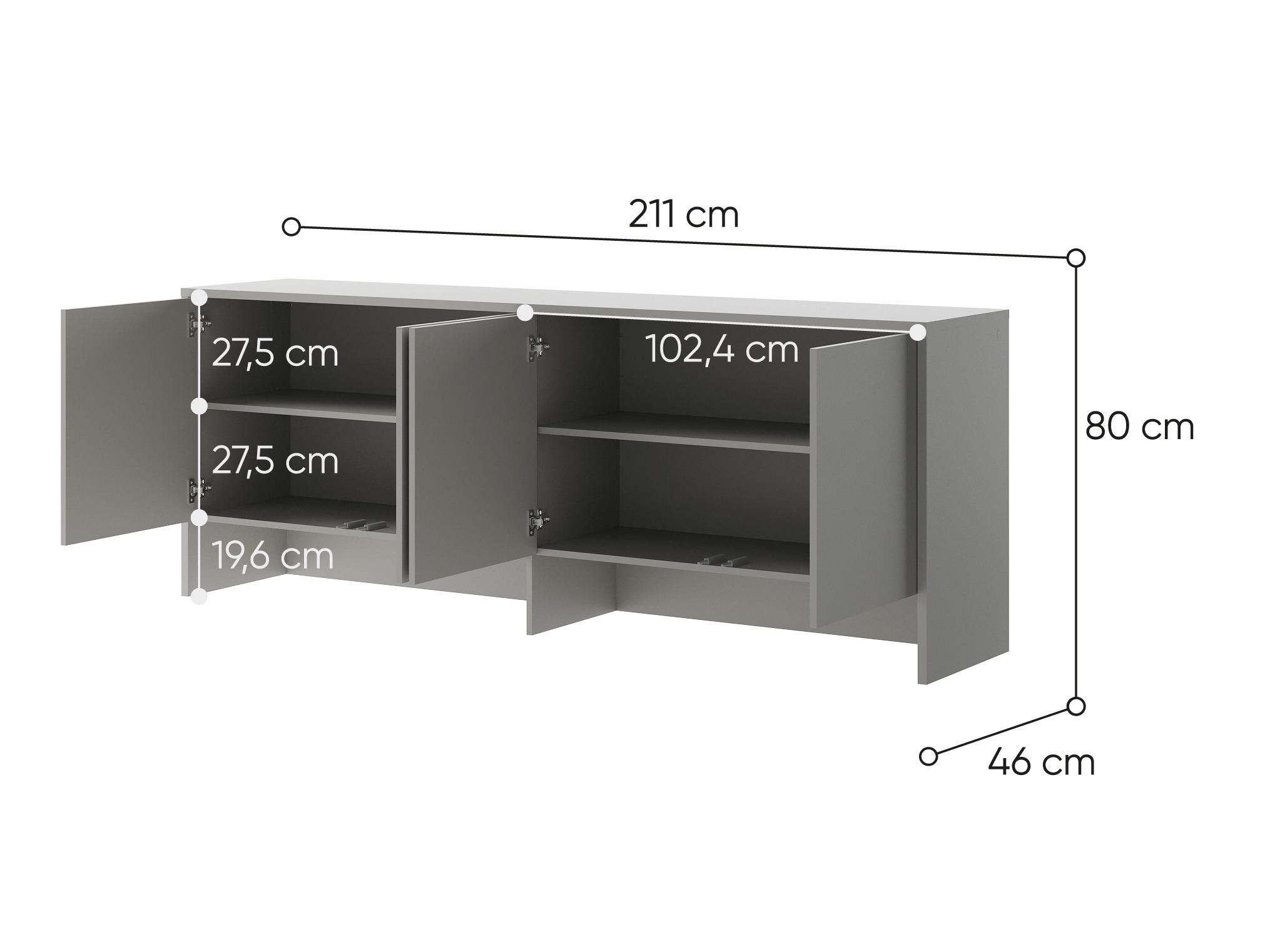 Μπουφέ Concept Pro Lenart Levfere 119 (Γκρι)