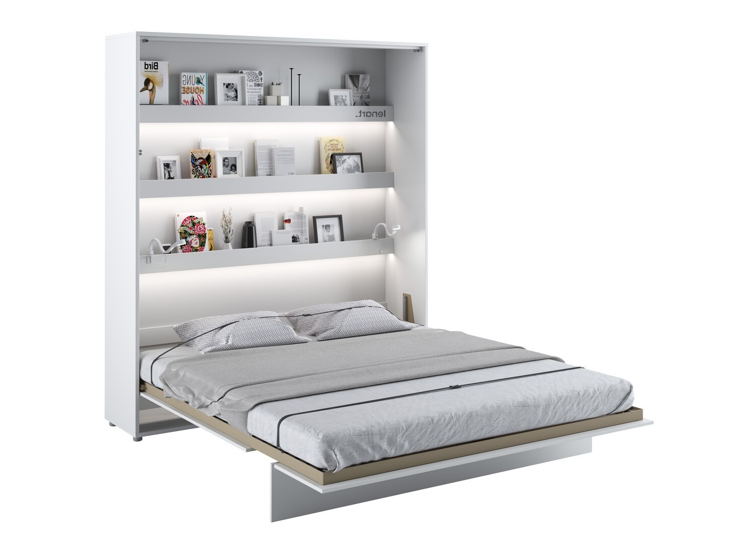 Wall bed Concept Lenart (White + Glossy white)