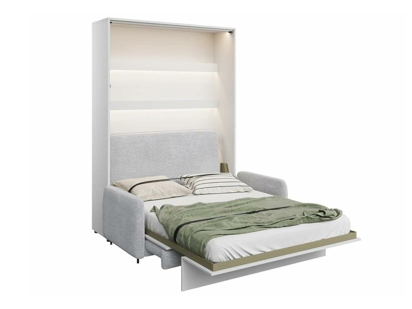 Κρεβάτι τοίχου Concept Pro Lenart Levfere 138 (Γυαλιστερό λευκό + Γκρι)