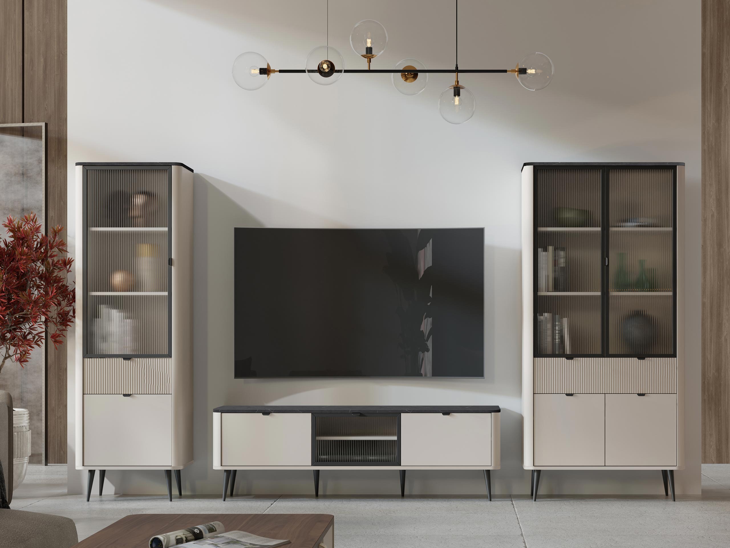 Living room set Lufela 121 (Cashmere + Grey marble)