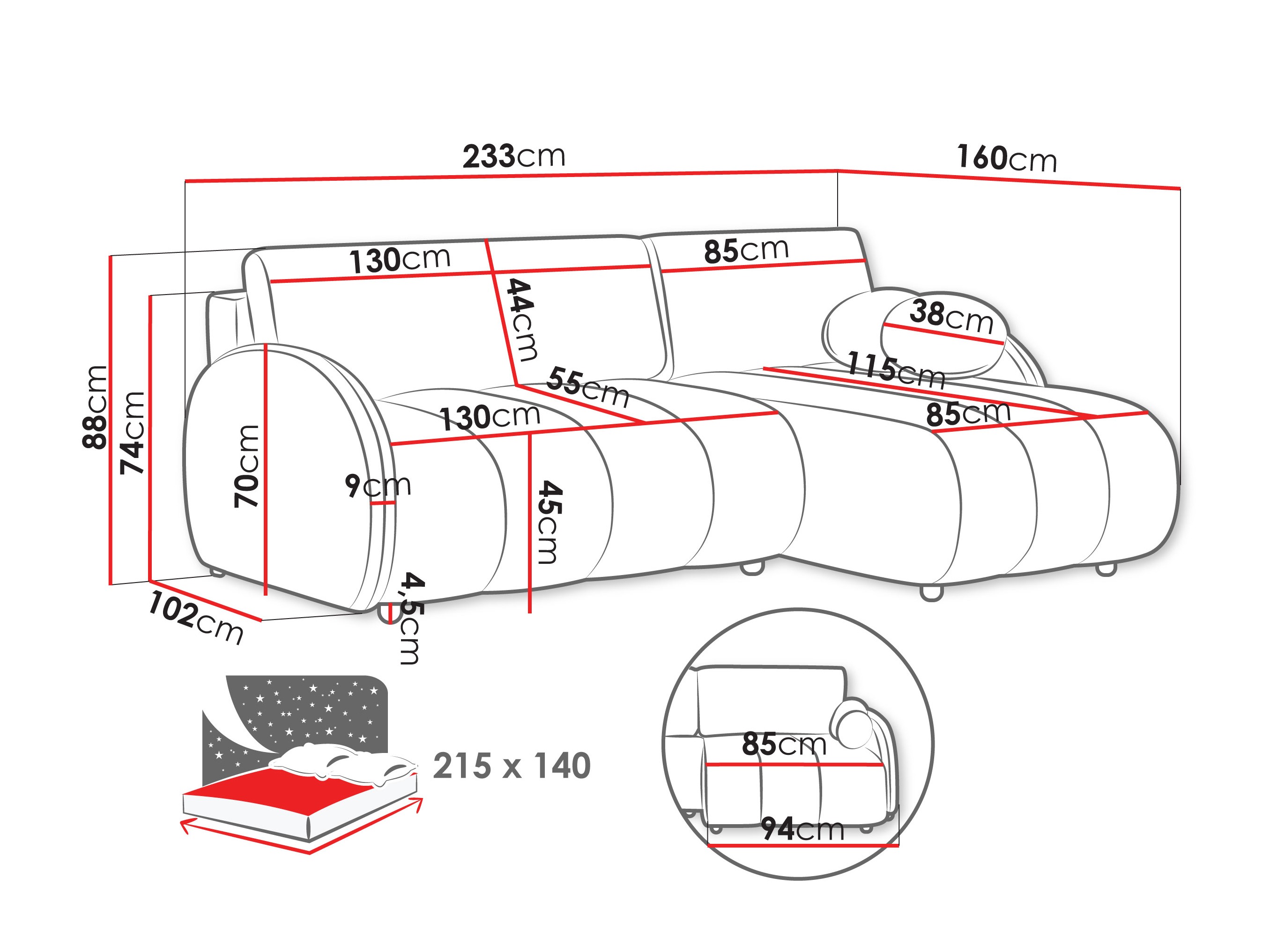 Corner sofa Columbus 247 (Sereno 681)