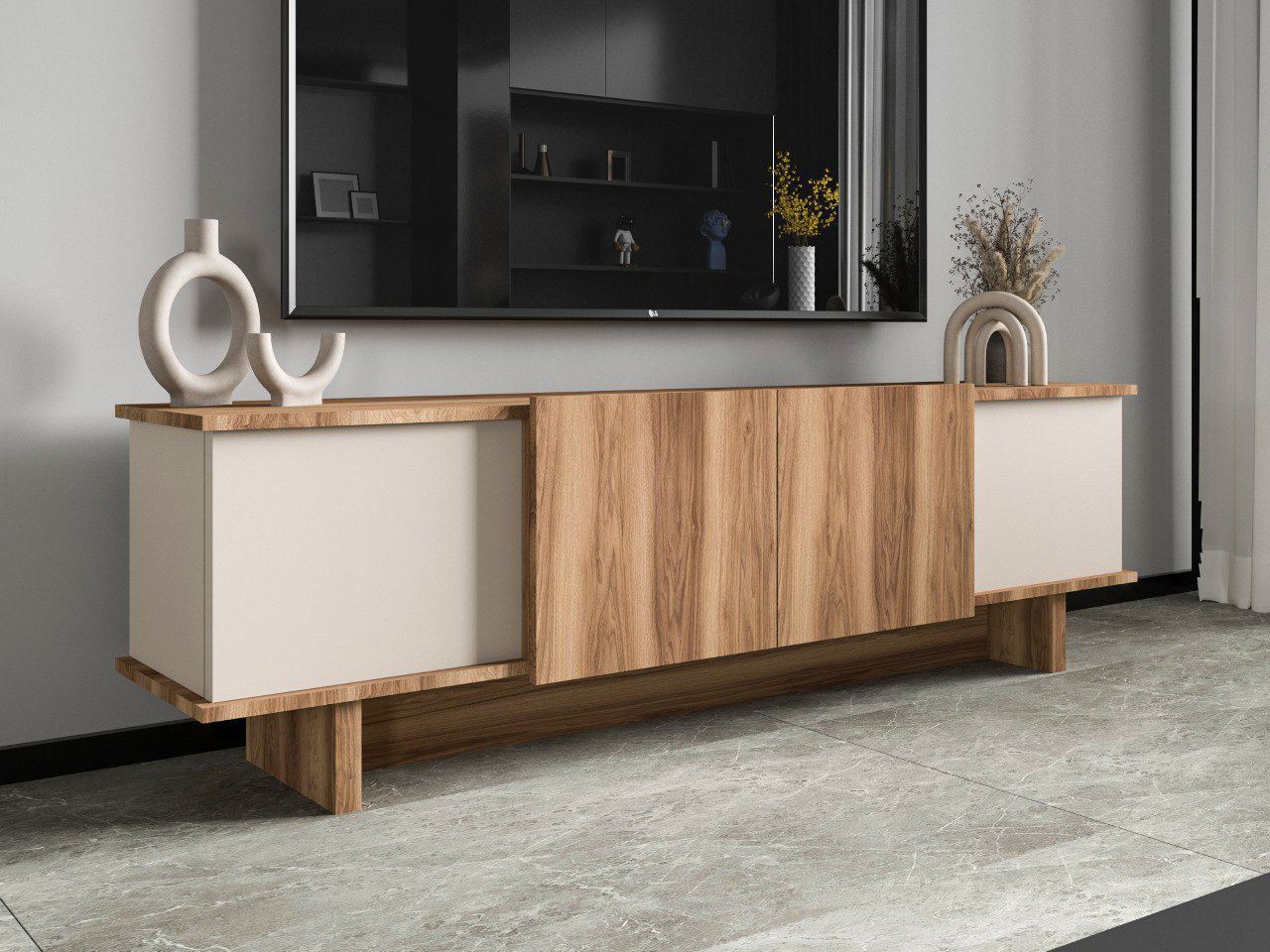 TV stand Kailua 2513 (Beige + Walnut)