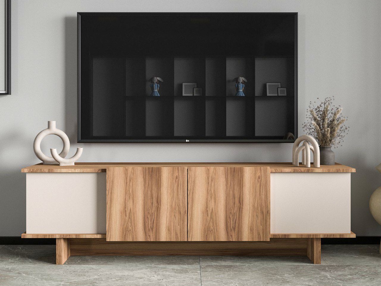 TV stand Kailua 2513 (Beige + Walnut)