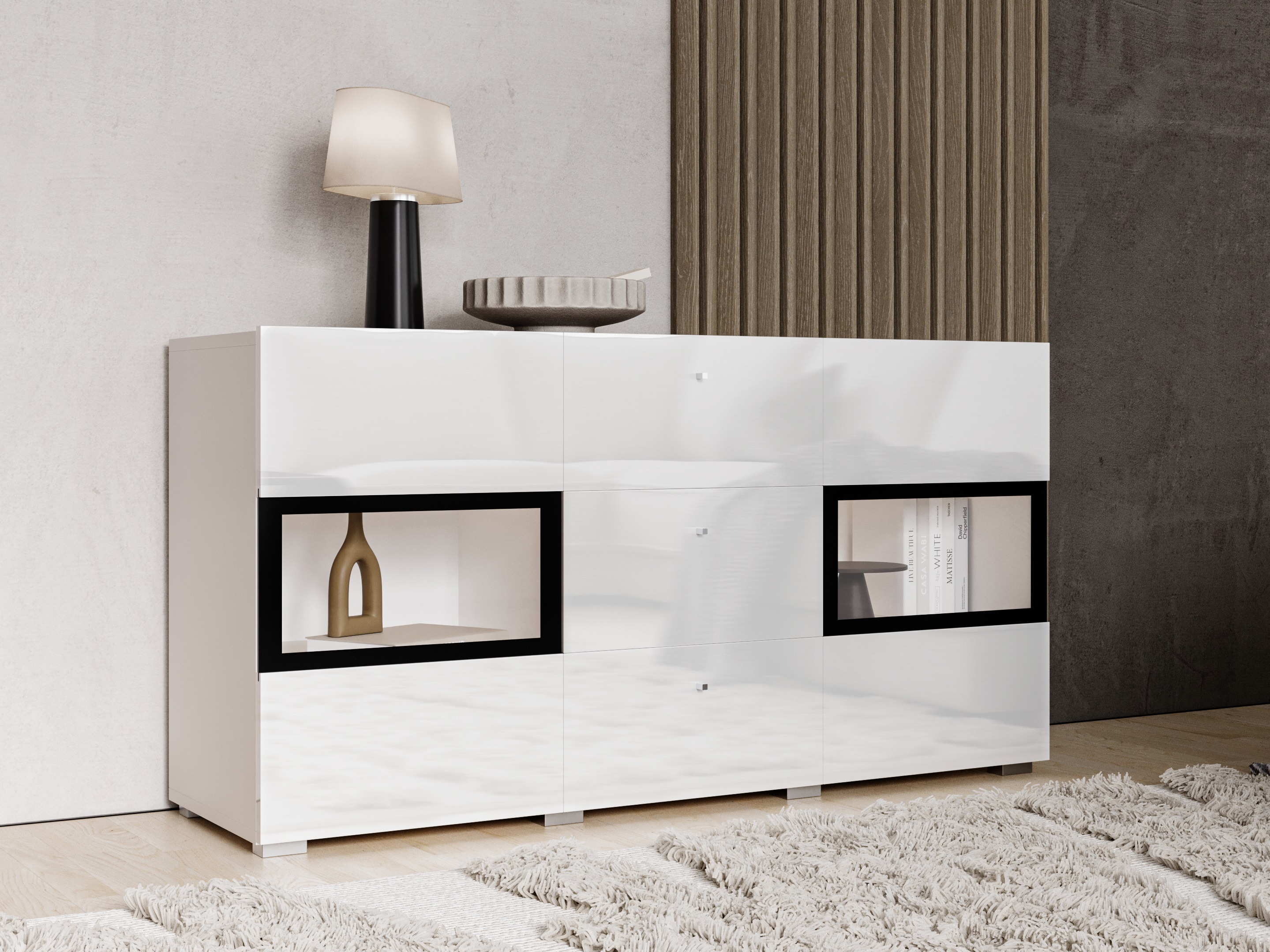 Συρταριέρα Serodeu 101 (Άσπρο + Γυαλιστερό λευκό)