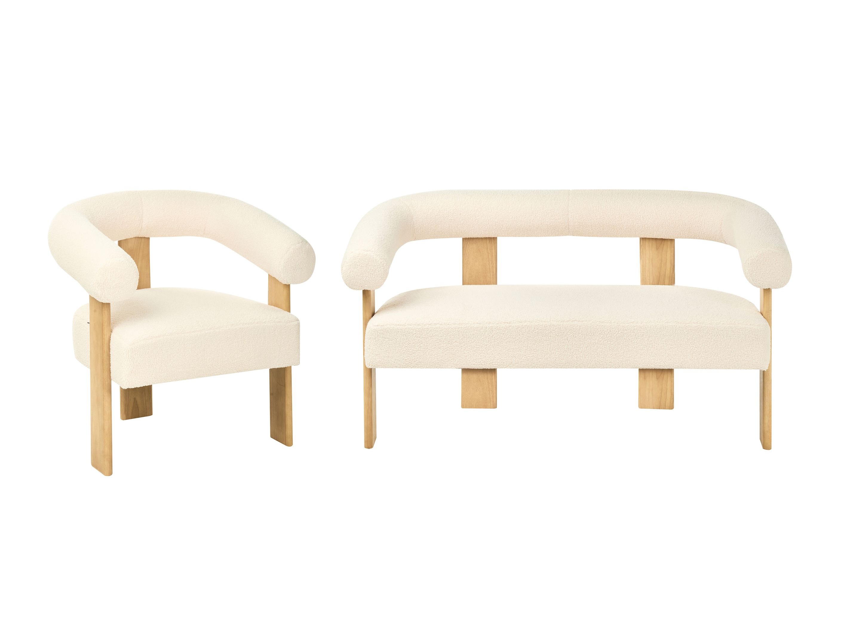 Σετ ταπετσαρισμένων επίπλων Berwyn 2710 (Άσπρο + Ανοιχτό χρώμα ξύλου)