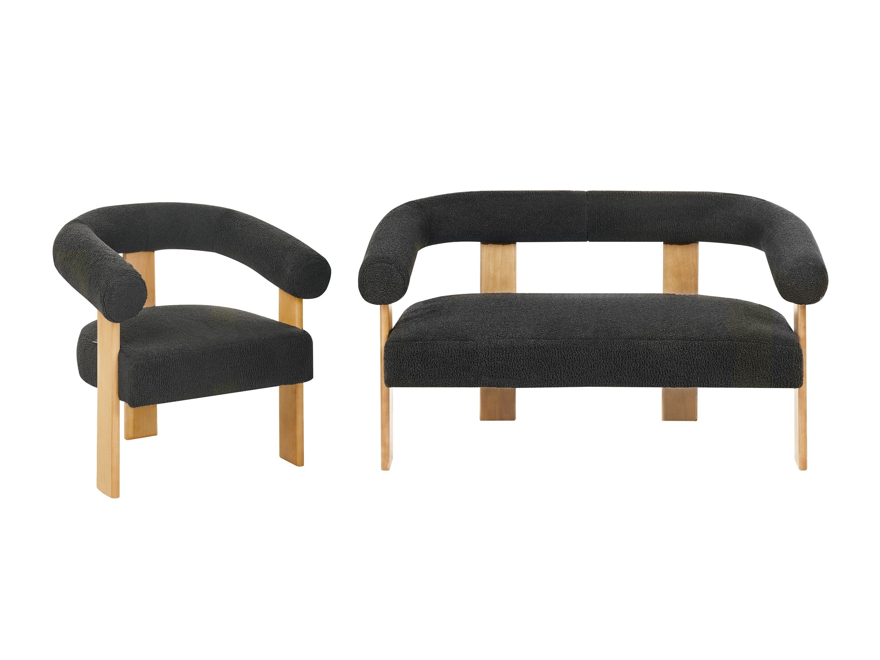 Σετ ταπετσαρισμένων επίπλων Berwyn 2710 (Μαύρο + Ανοιχτό χρώμα ξύλου)