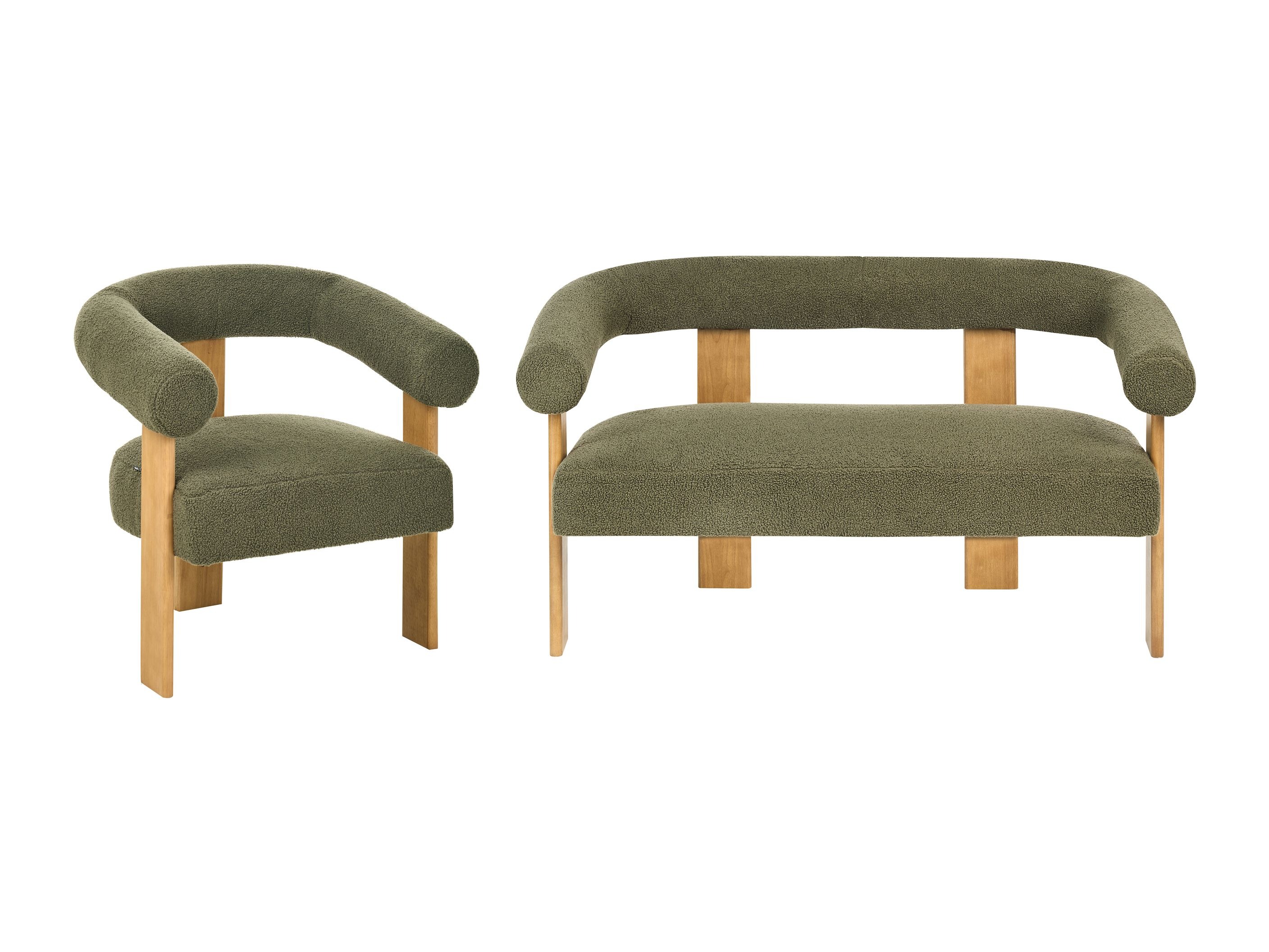 Σετ ταπετσαρισμένων επίπλων Berwyn 2710 (Πράσινο + Ανοιχτό χρώμα ξύλου)