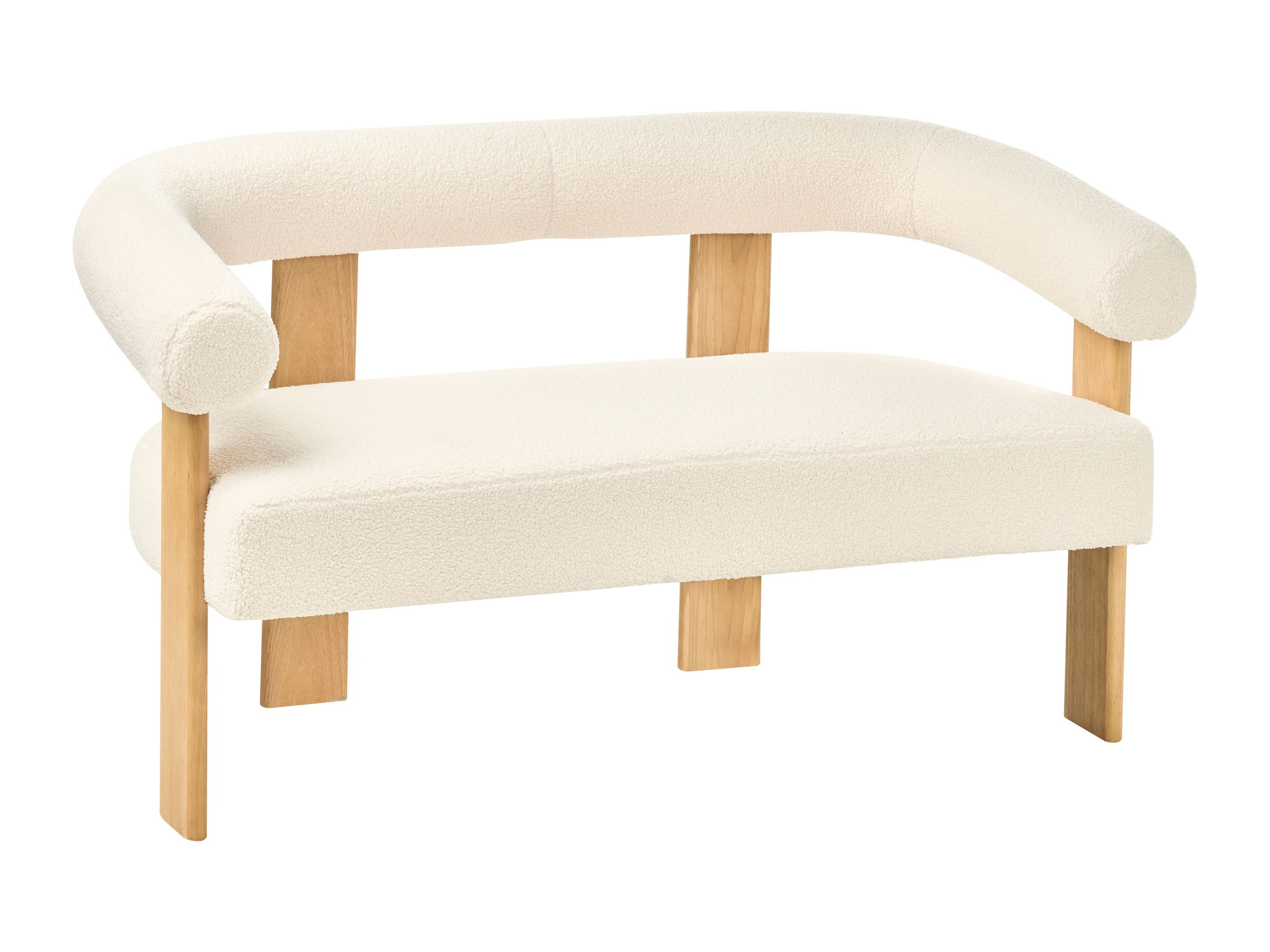 Ταμπουρέ Berwyn 2709 (Άσπρο + Ανοιχτό χρώμα ξύλου)