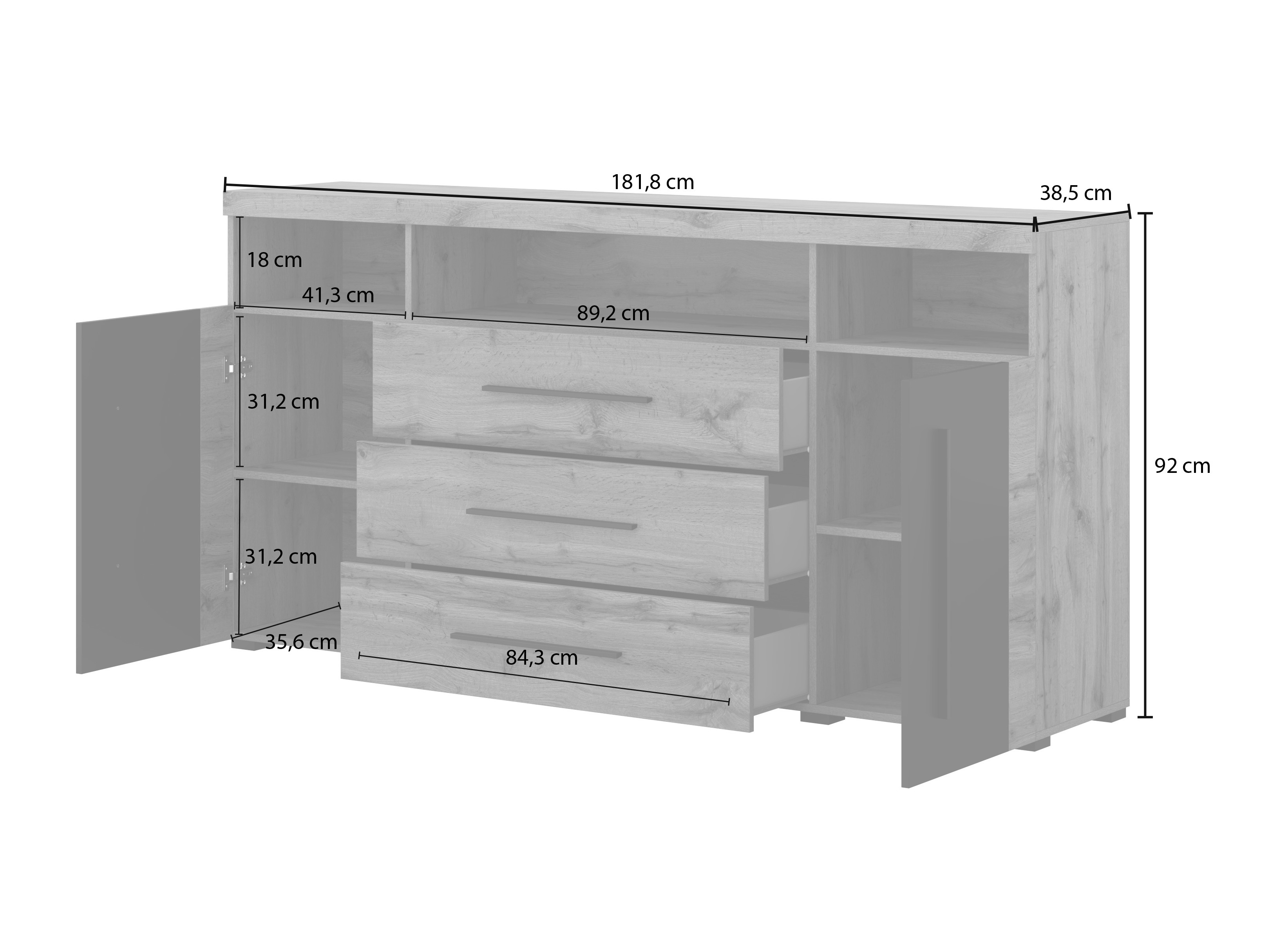 Συρταριέρα Sorciro 100 (Καρυδί + Σκούρα δρυς)