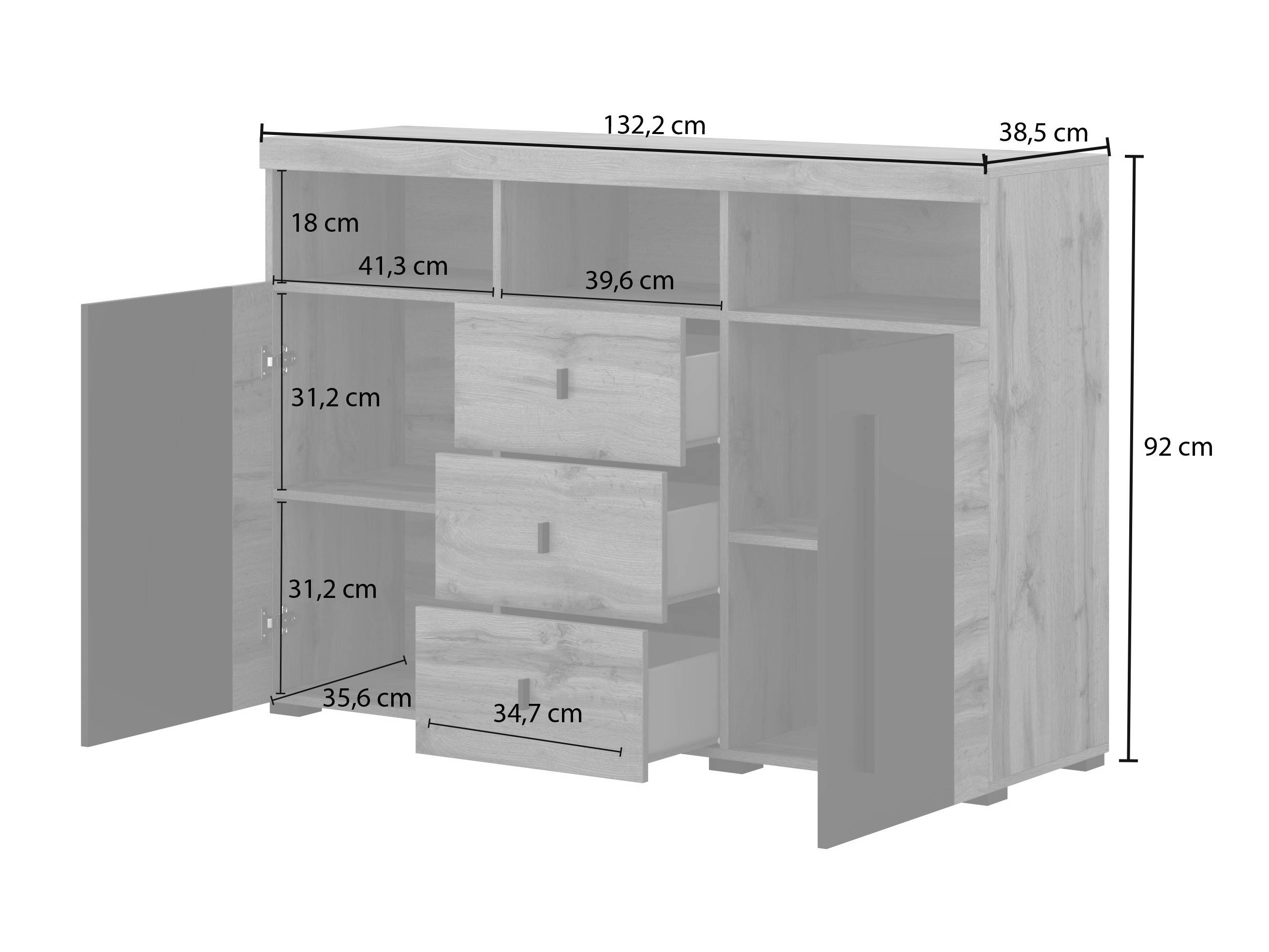Συρταριέρα Sorciro 101 (Καρυδί + Σκούρα δρυς)