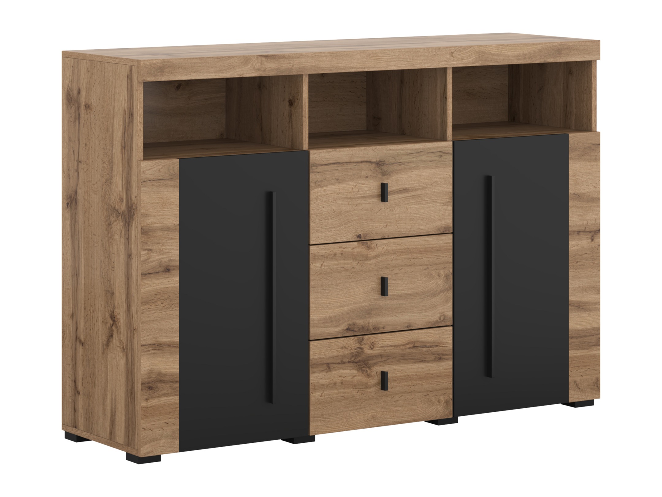 Συρταριέρα Sorciro 101 (Μαύρο + Δρυς wotan)