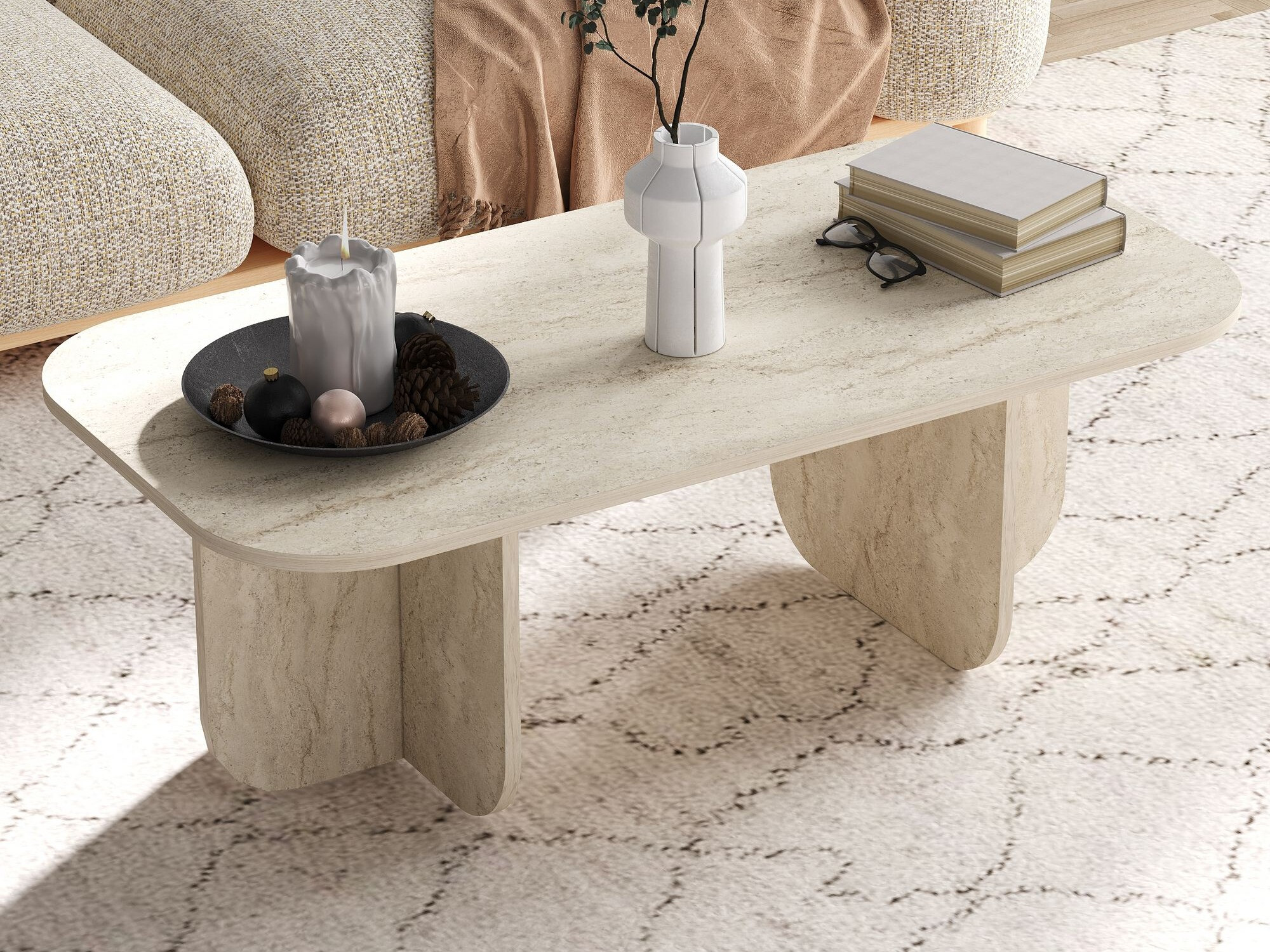 Τραπεζάκι σαλονιού Kailua 2560 (Ανοιχτό Travertine)