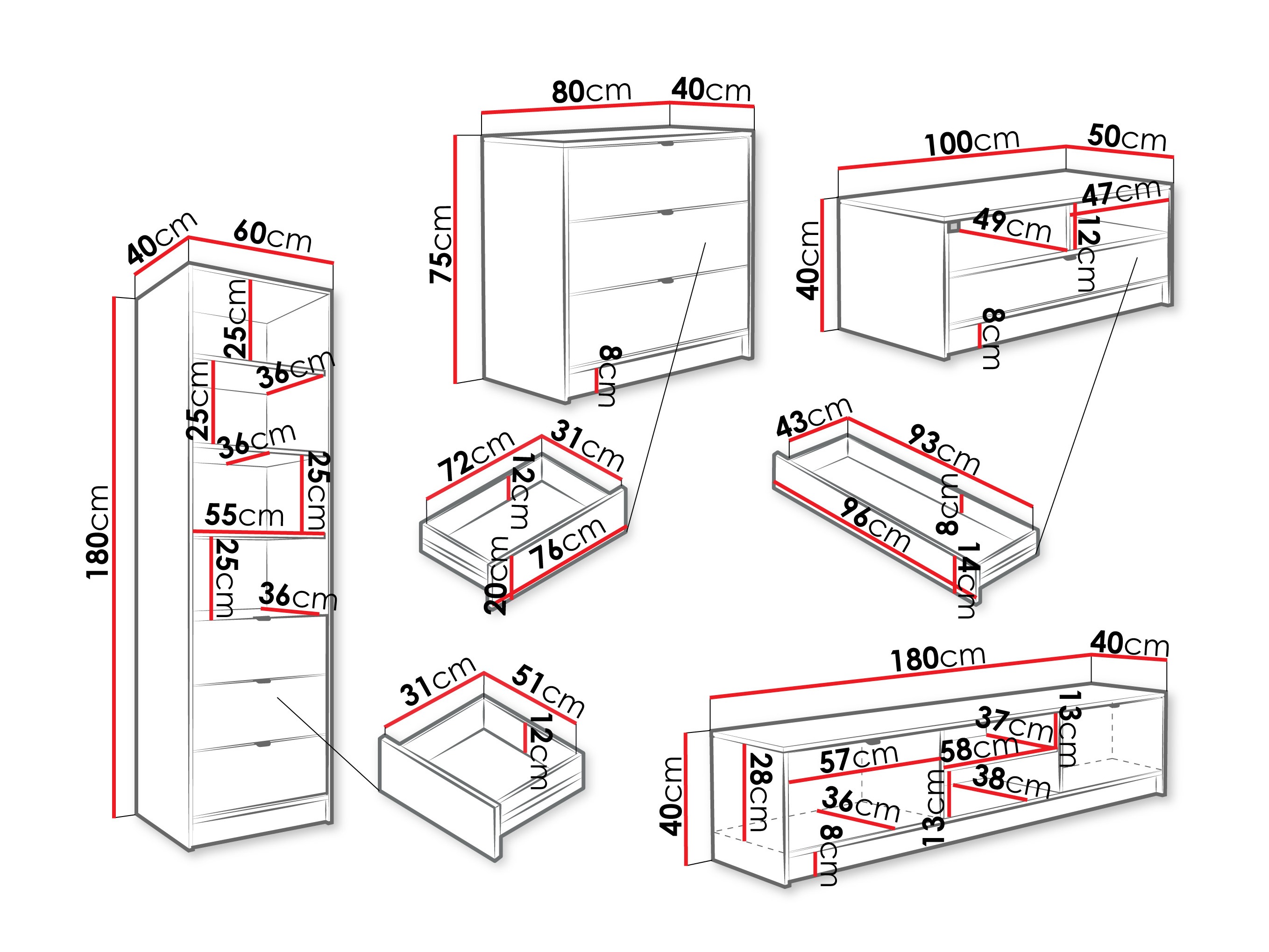 Σετ επίπλων σαλονιού Comfivo Papilio VII (Άσπρο)