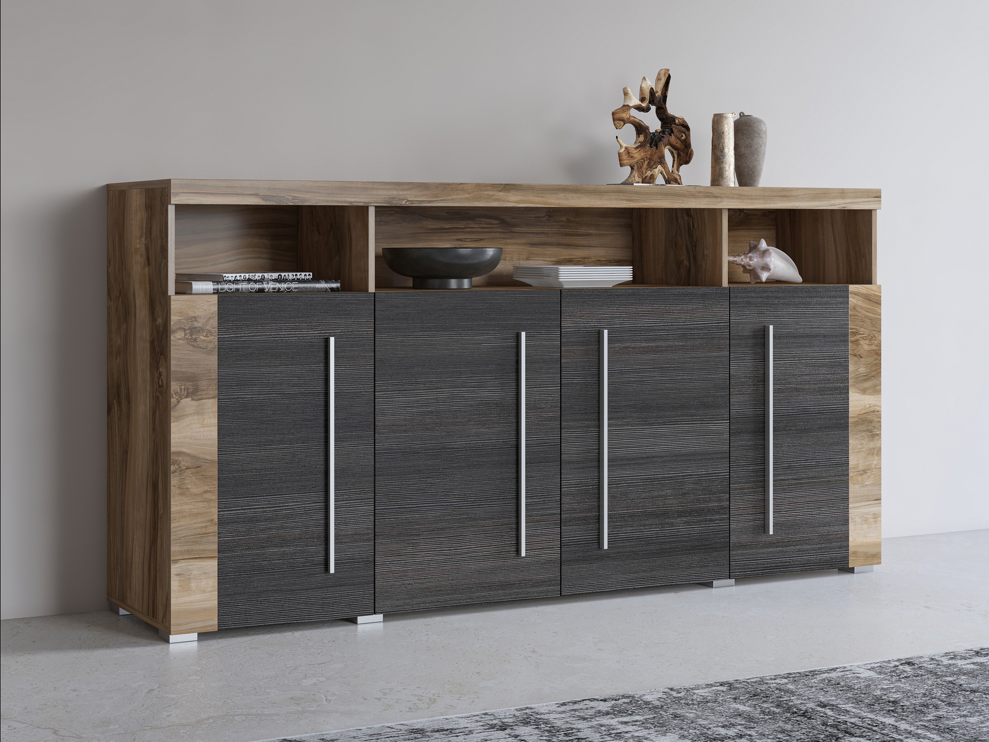 Μπουφέ Sorciro 107 (Καρυδί + Σκούρα δρυς)