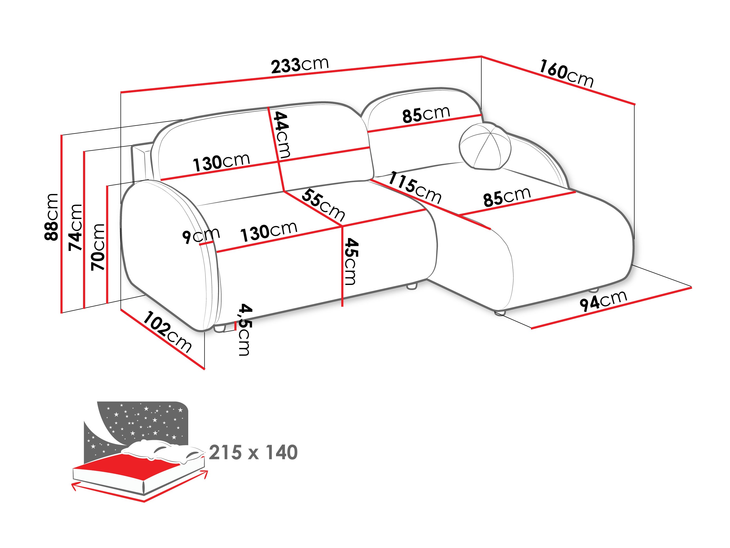 Corner sofa Columbus 249 (Sereno 682)