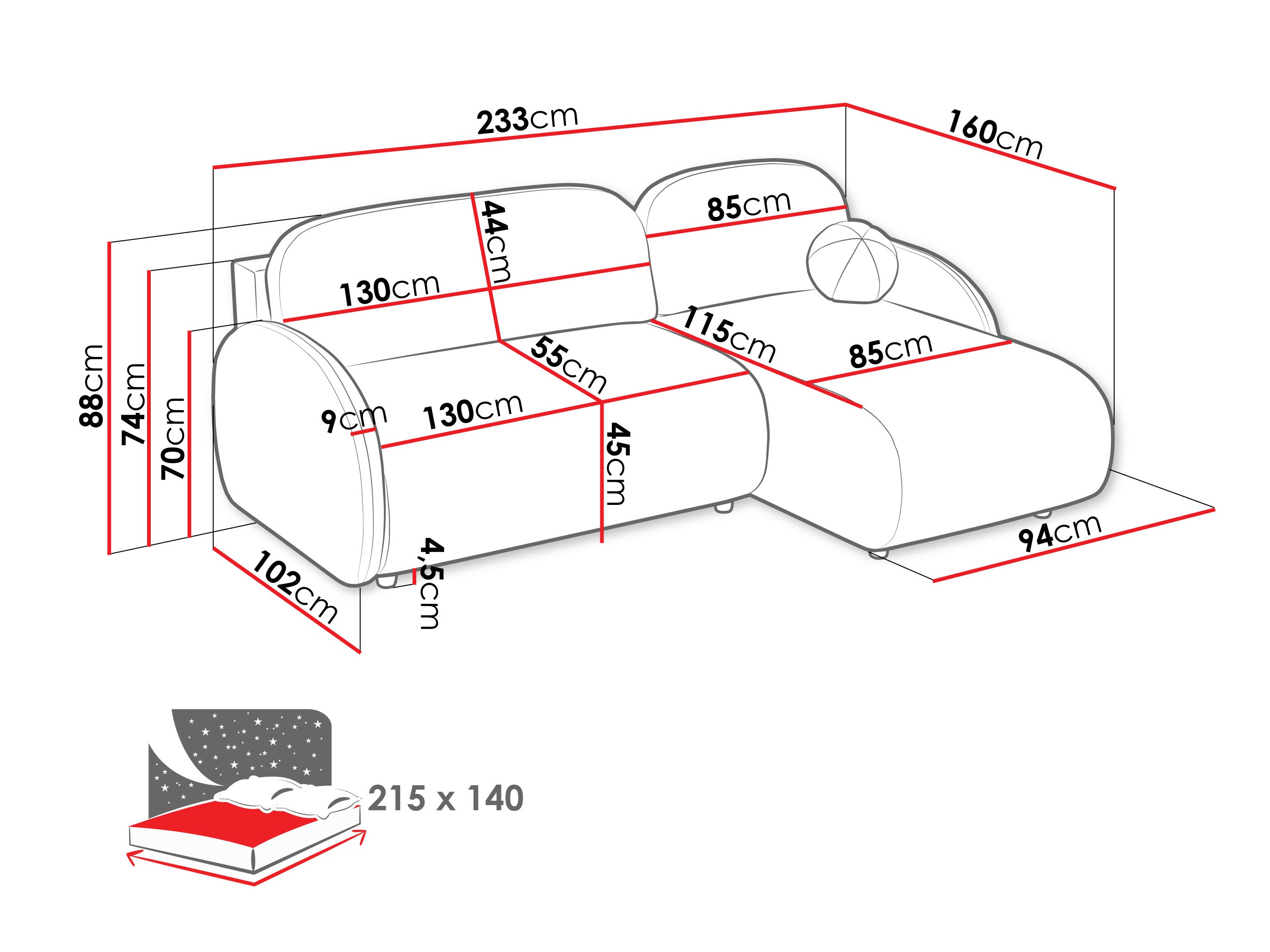 Γωνιακός Καναπές Columbus 249 (Sereno 681)