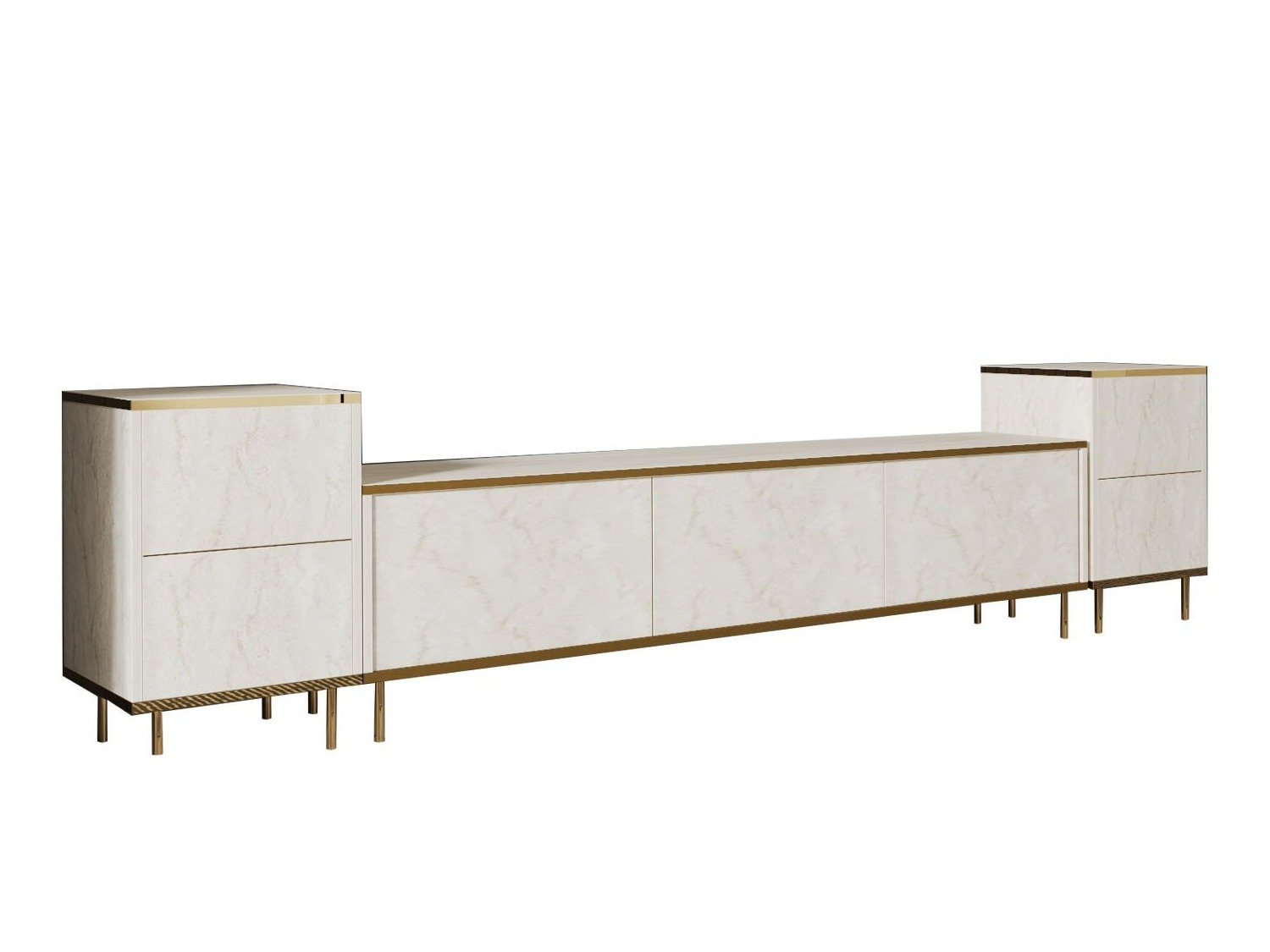 TV stand Kailua 2574 (Light Travertine + Golden)