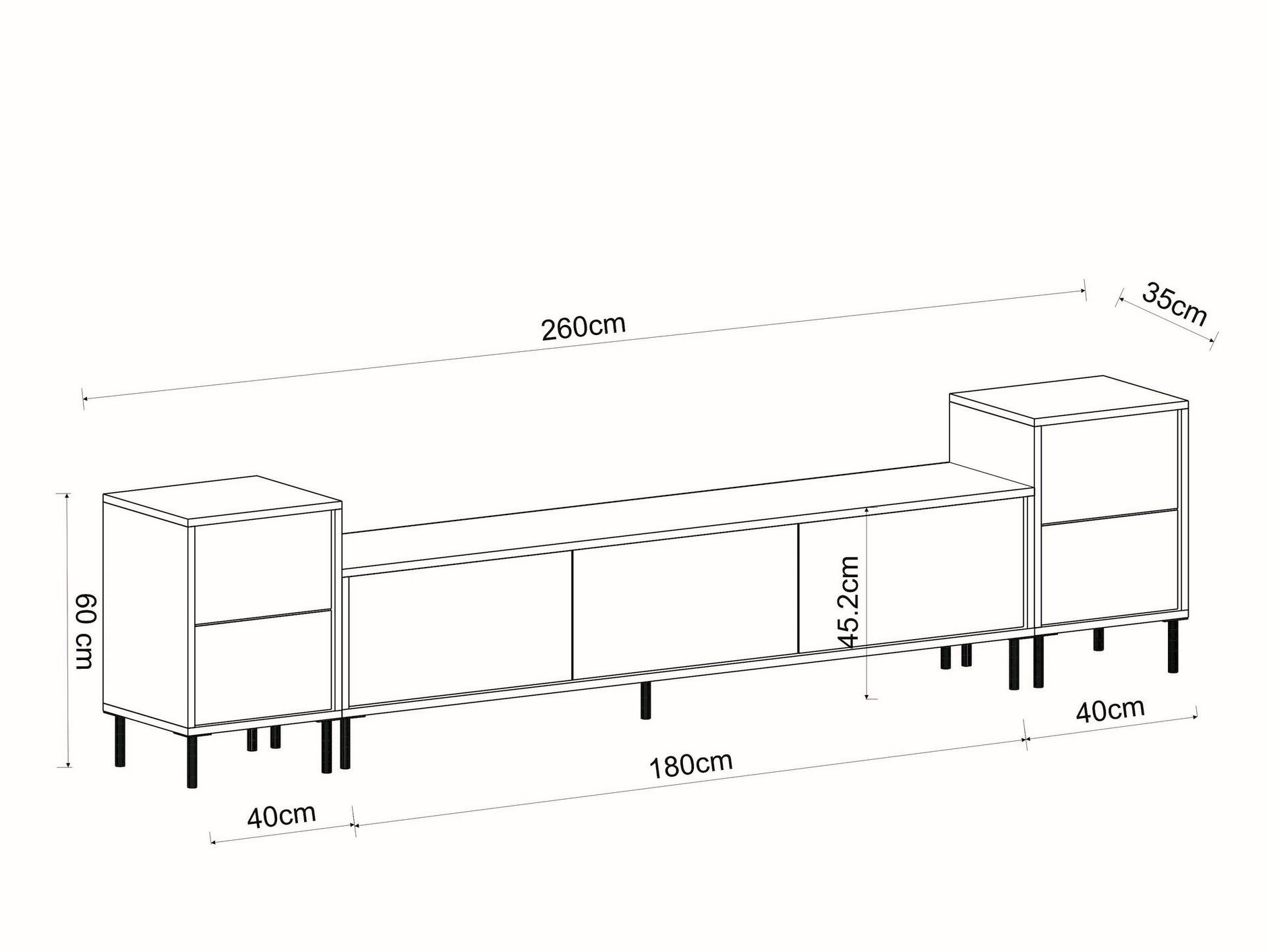 TV stand Kailua 2574 (Light Travertine + Golden)